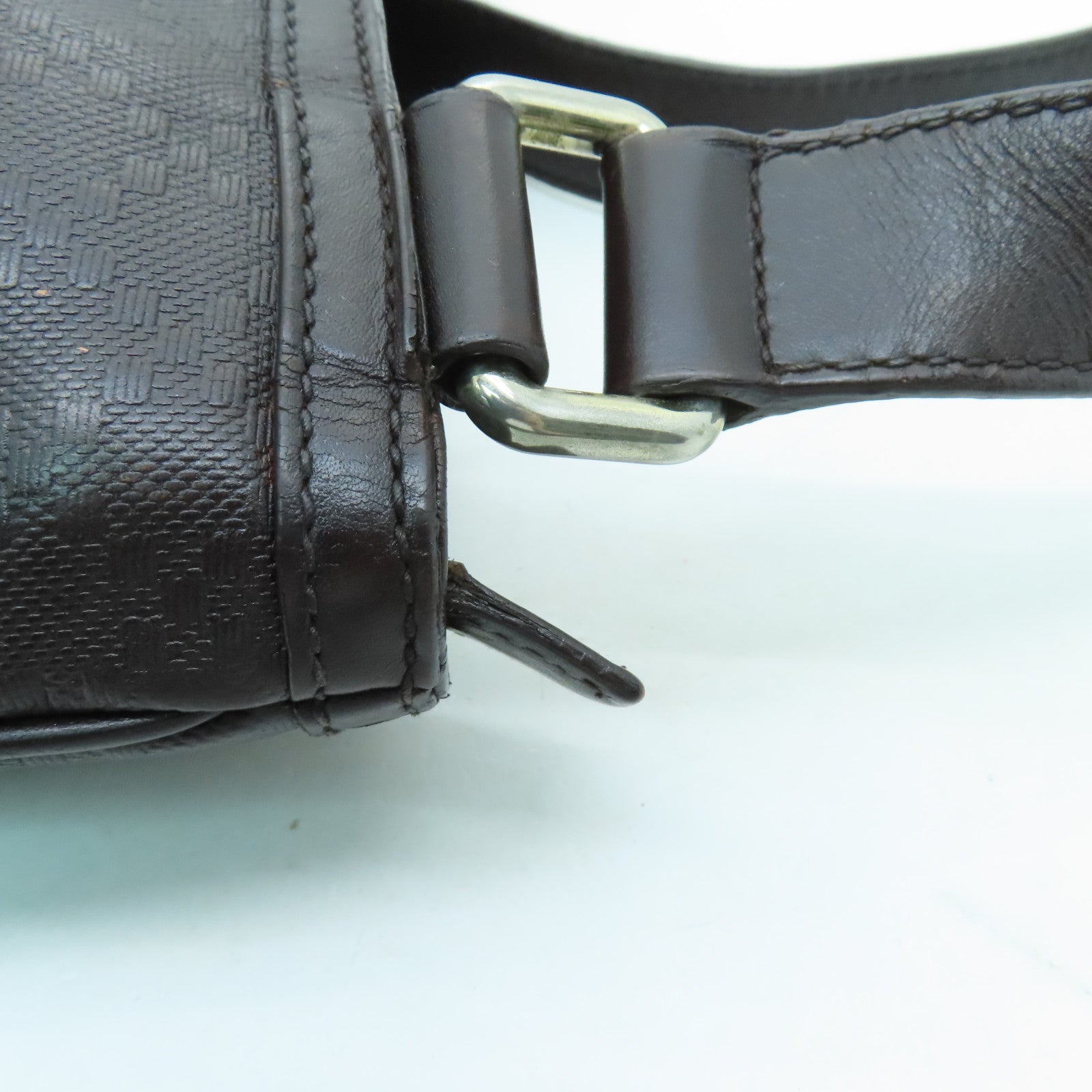 GUCCI 皮革Shoulder Bag銀扣肩背袋啡色