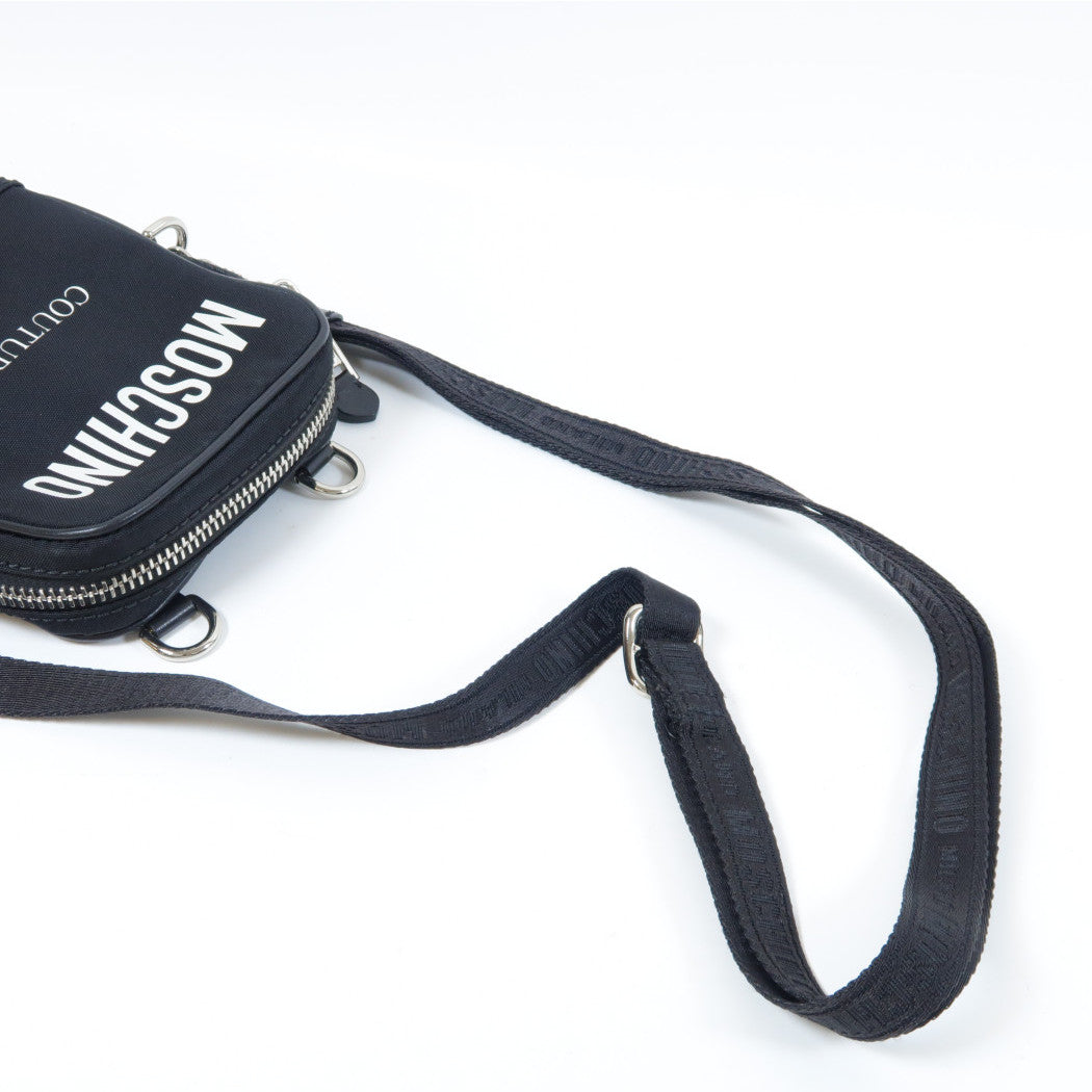 MOSCHINO 尼龍Shoulder Bag銀扣肩背袋黑色