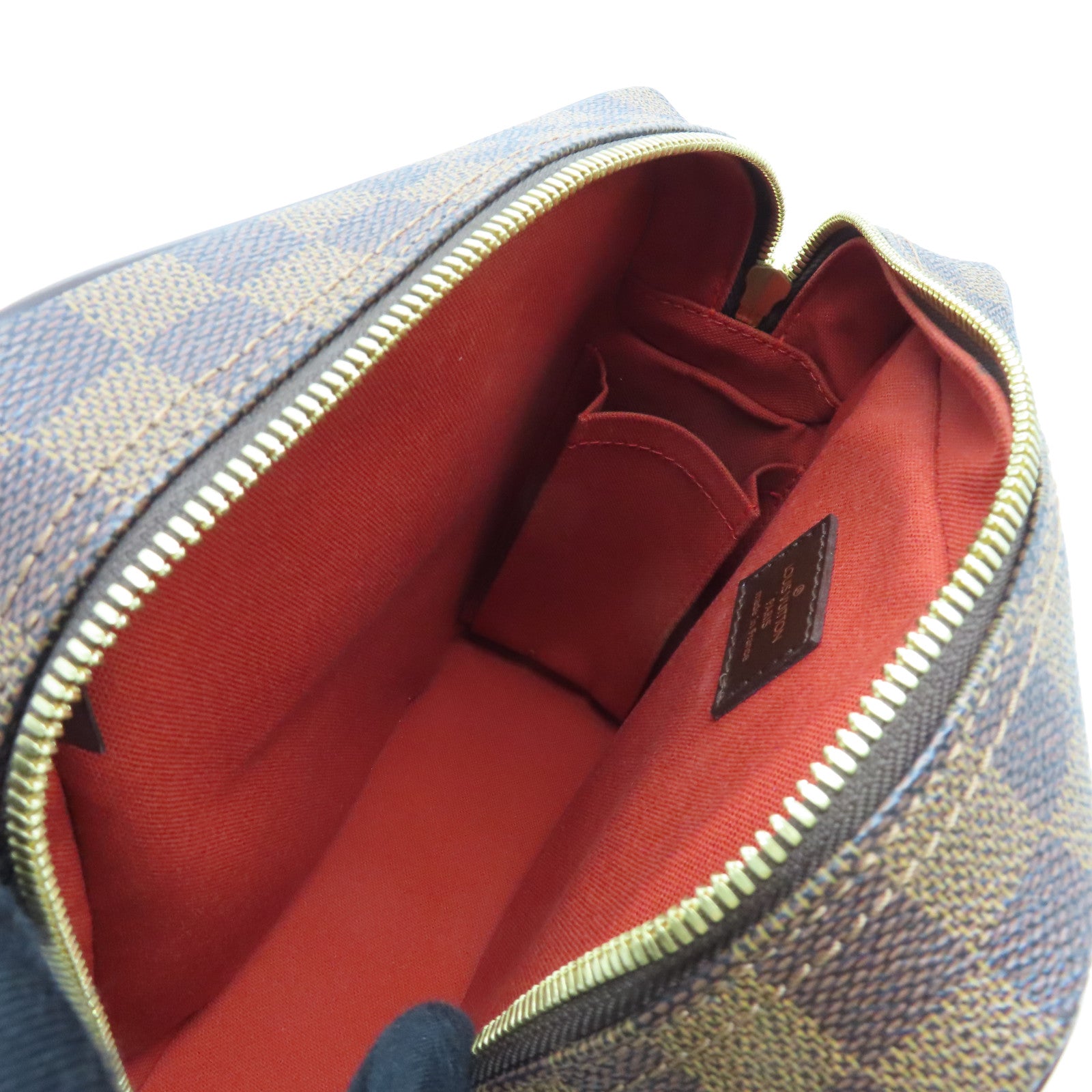 LOUIS VUITTON Damier Olav PM Gold Buckle Shoulder Bag Brown