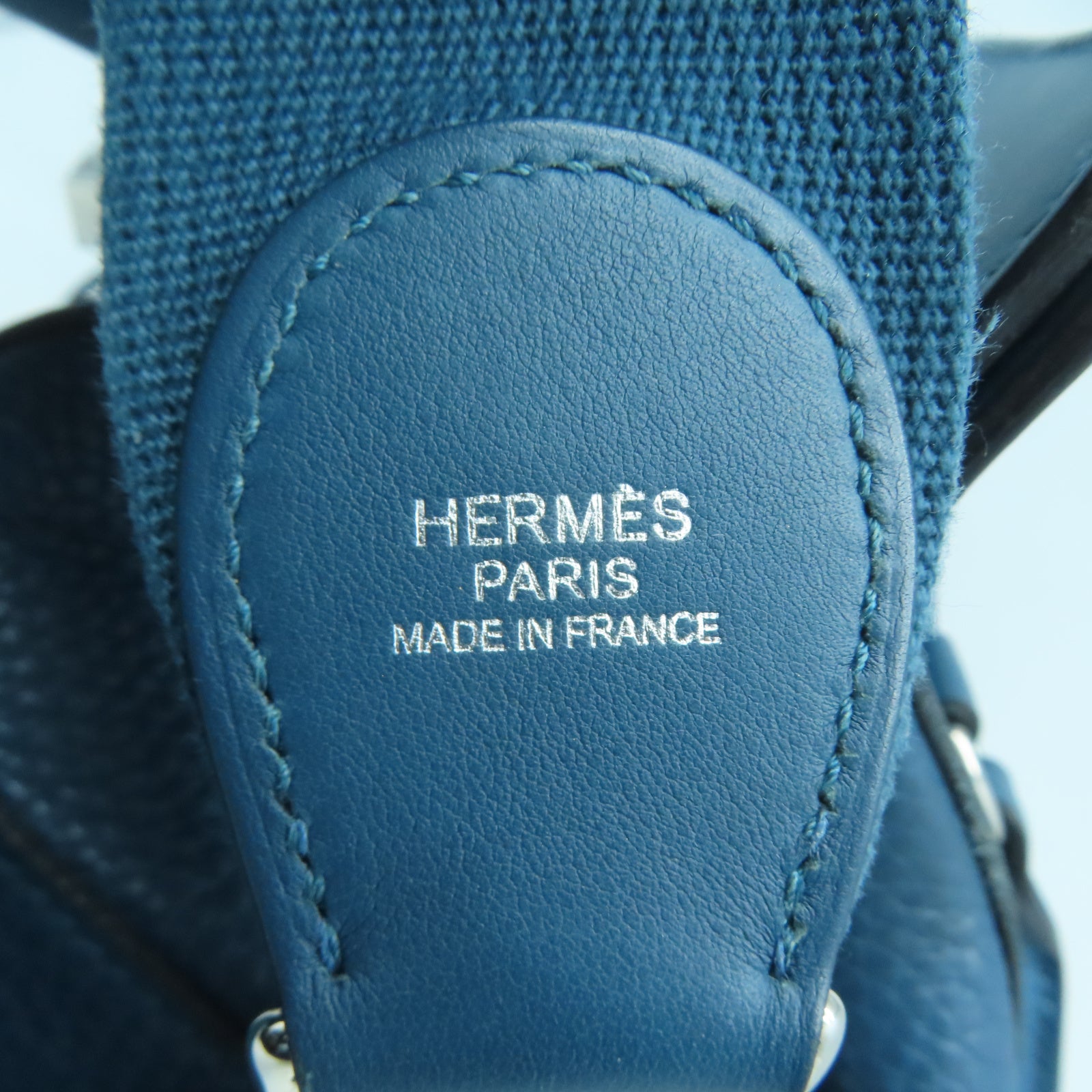 HERMES Clemence皮革Toolbox 20銀扣手挽肩背兩用袋Colvert鴨子藍