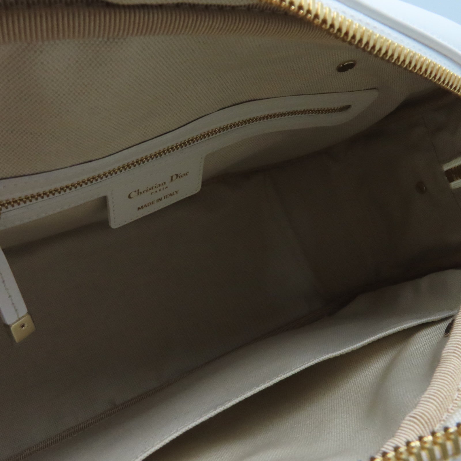 Dior 牛皮皮革Vibe Bowling Bag金扣手挽肩背兩用袋白色
