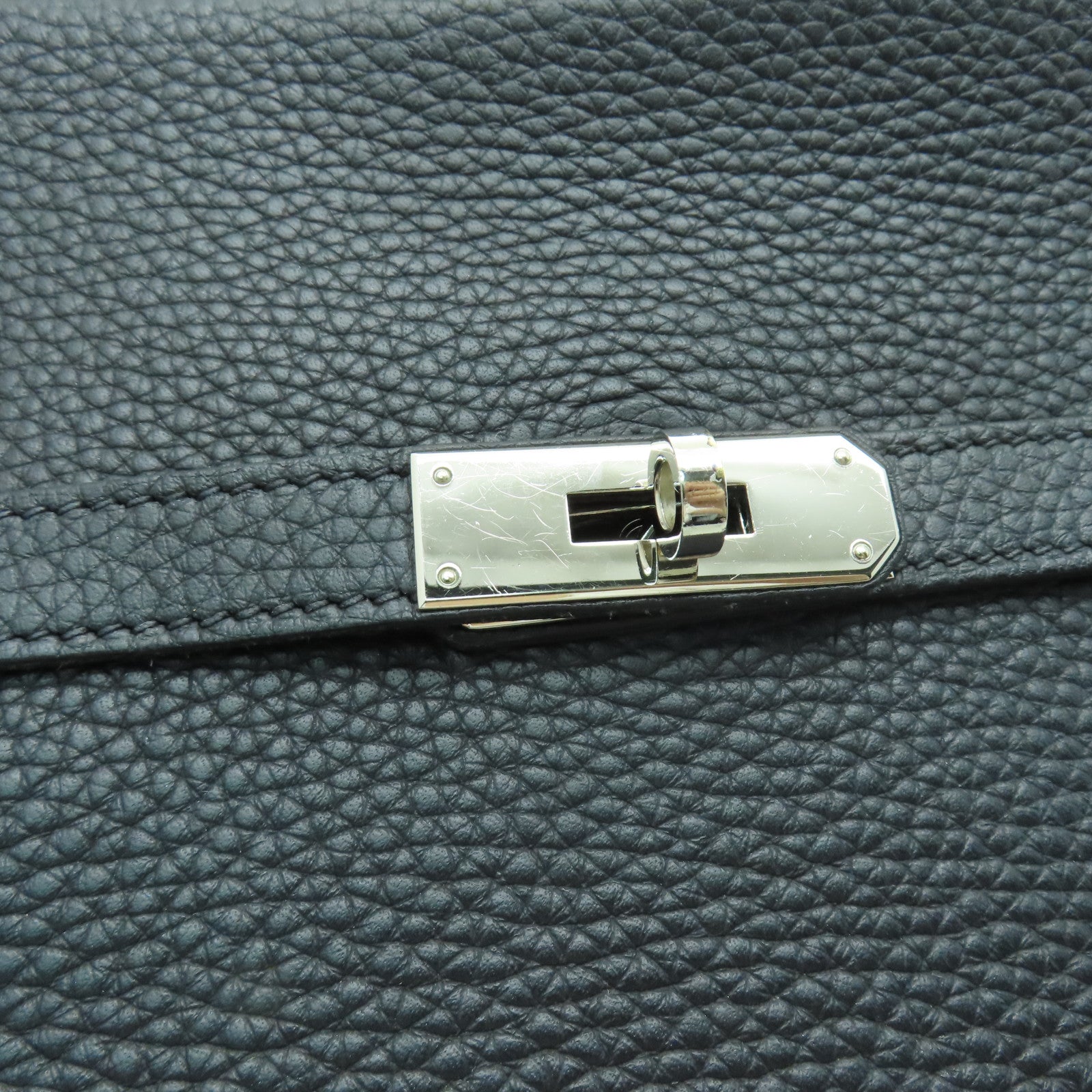HERMES Clemence皮革Jypsiere 28銀扣肩背袋黑色