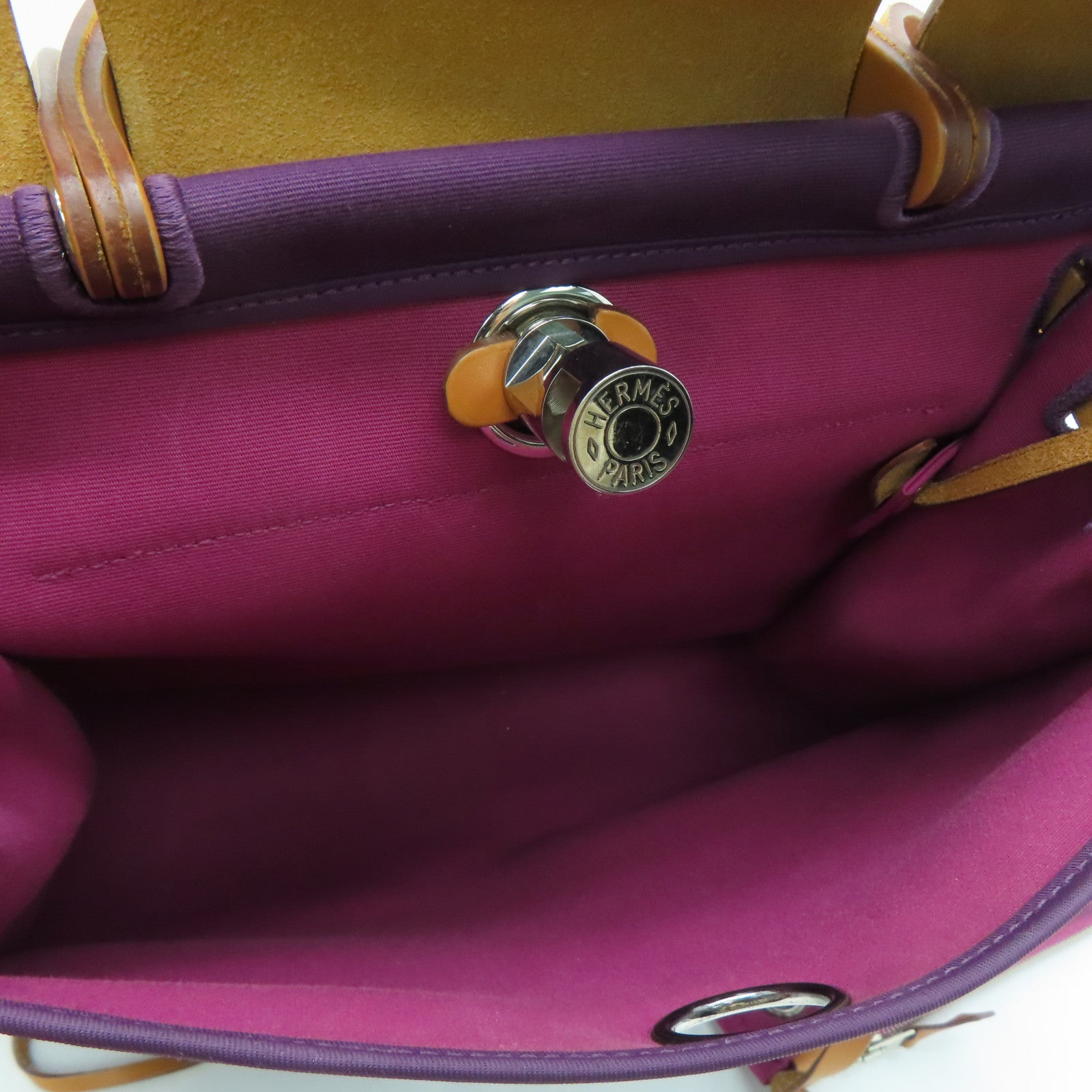 HERMES 帆布Herbag 31銀扣手挽肩背兩用袋紫色