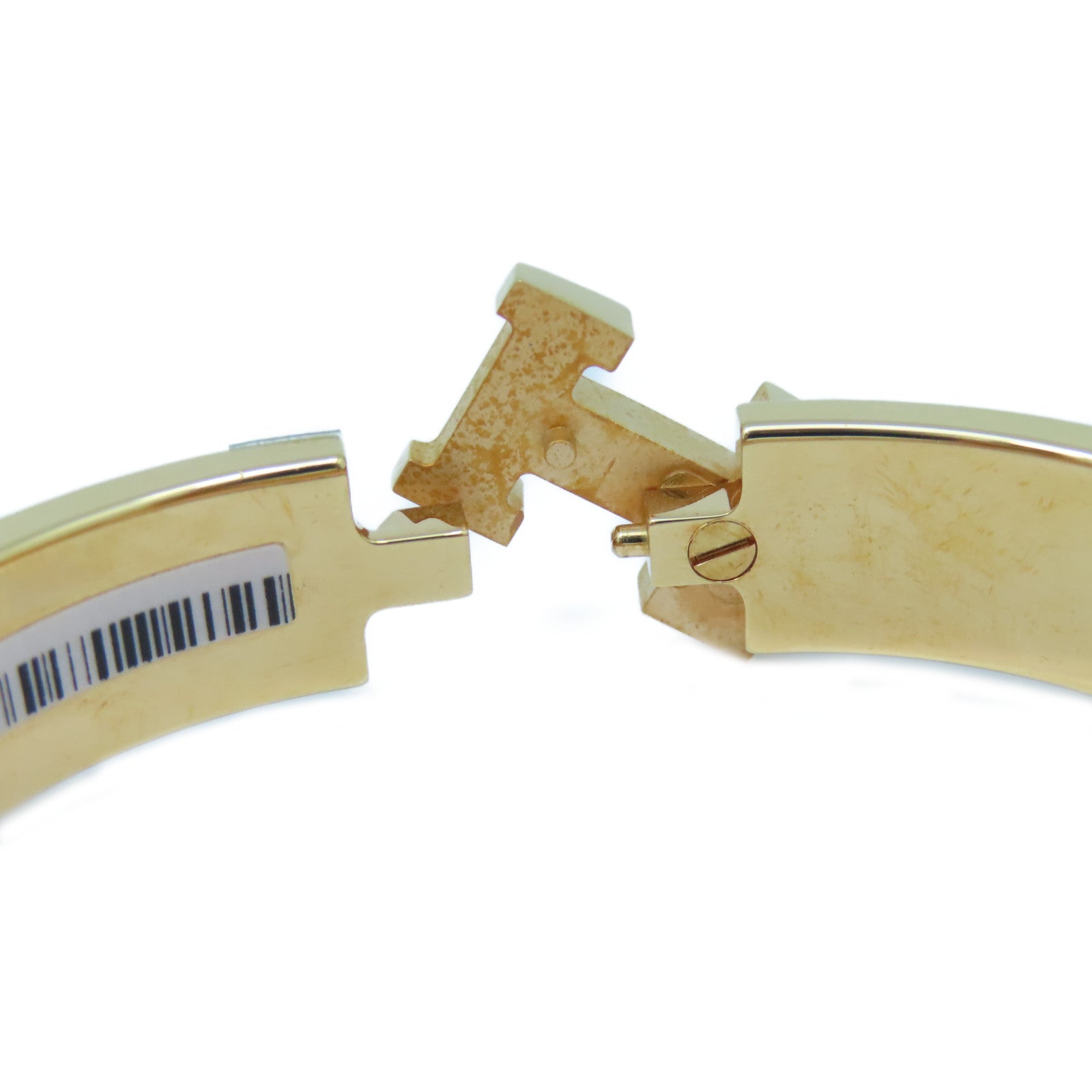 HERMES 金屬Le Plaque or Rose Bangle手鐲紫色/白色