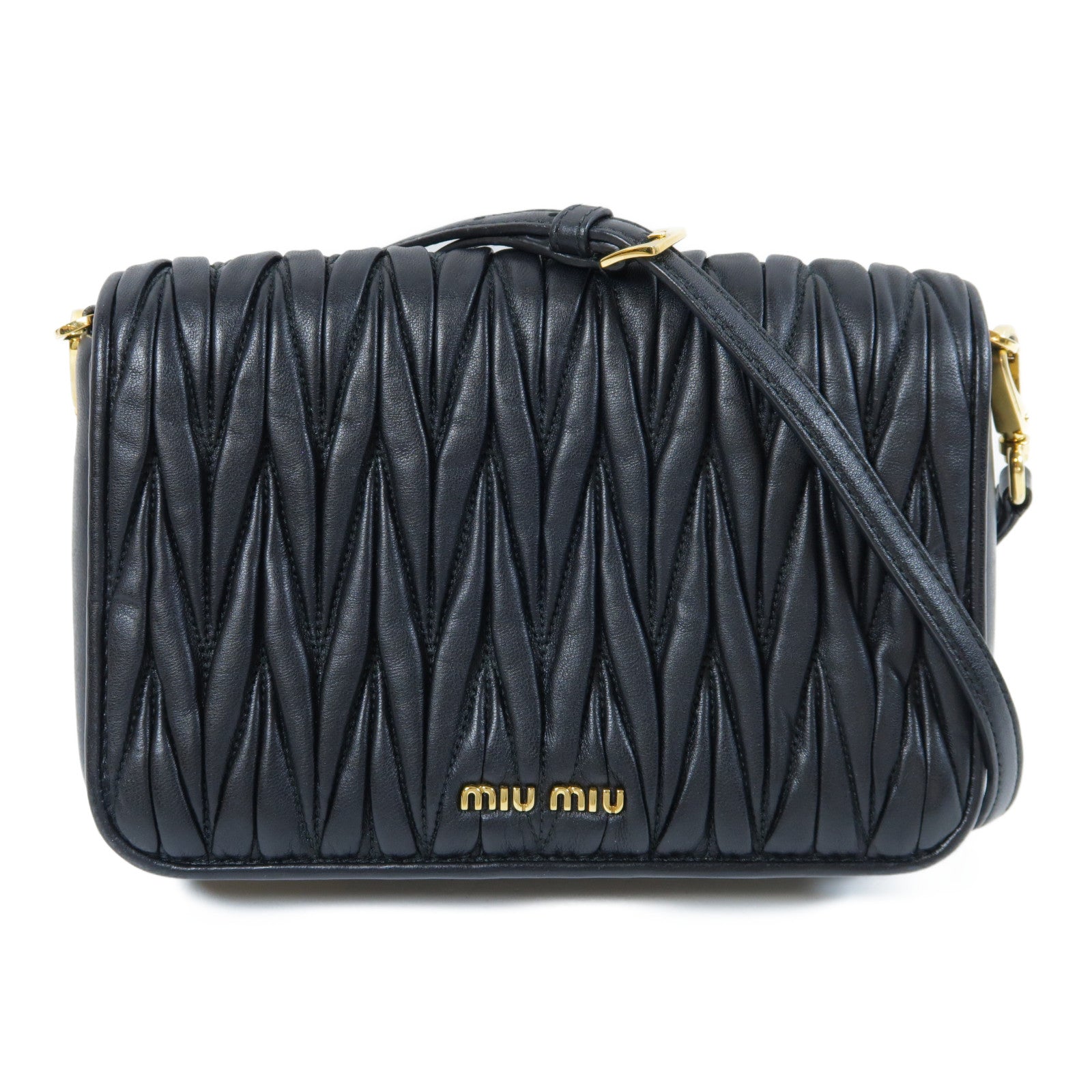 Miu Miu 羊皮皮革Shoulder Bag金扣肩背袋黑色