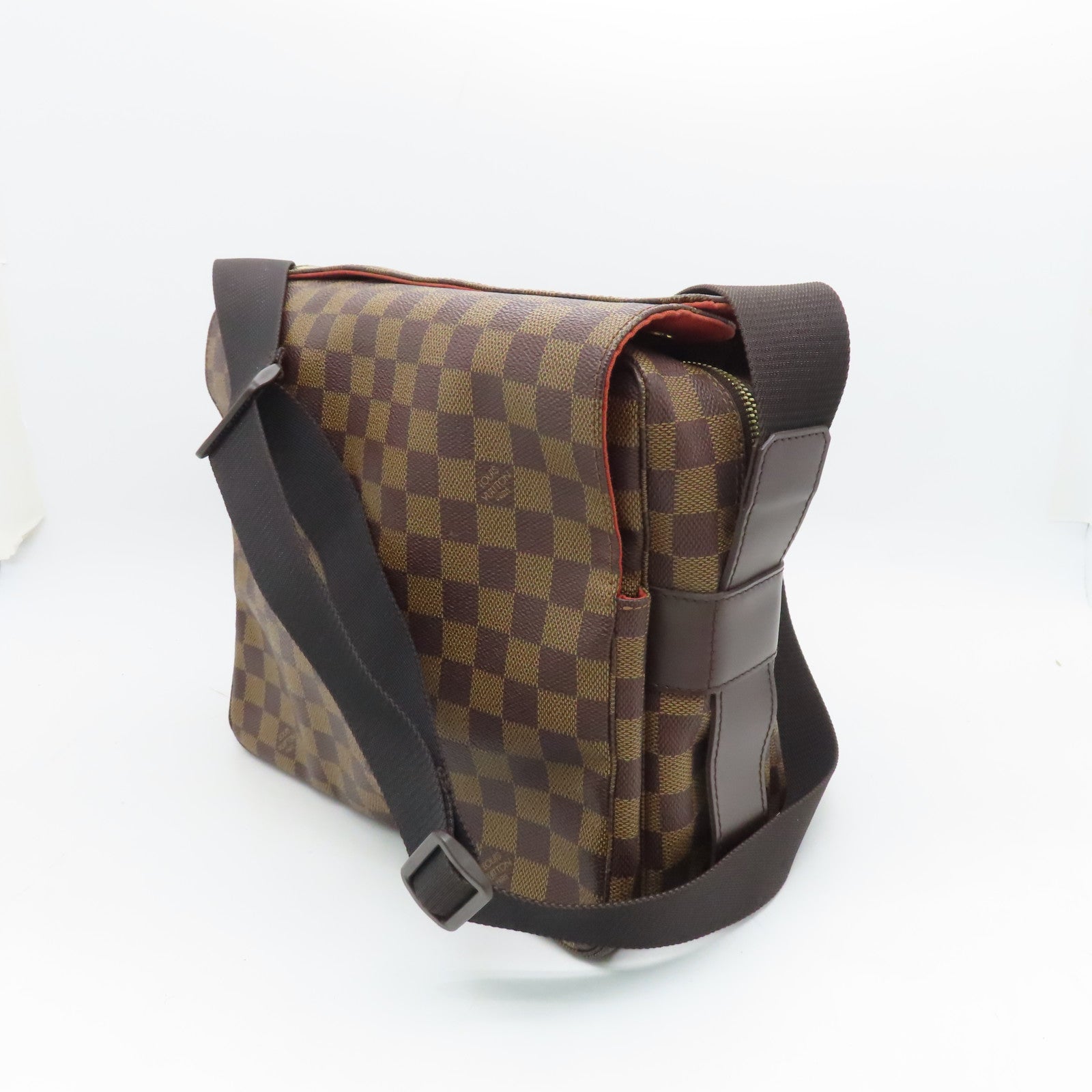 LOUIS VUITTON Damier Naviglio Gold Buckle Shoulder Bag Brown