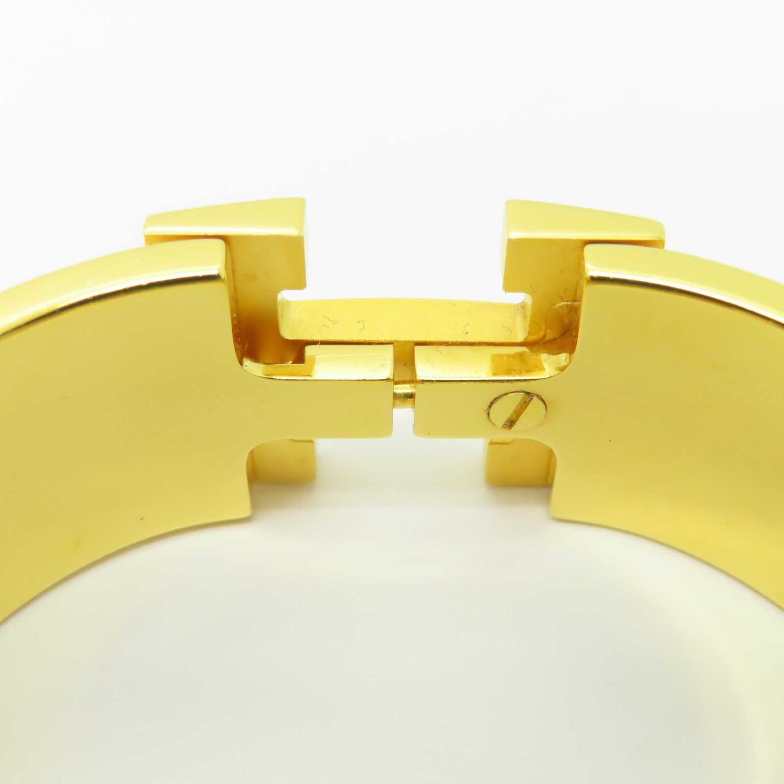 HERMES 金屬/陶瓷Clic-Clac H Bracelet金扣手鐲金色/橙色