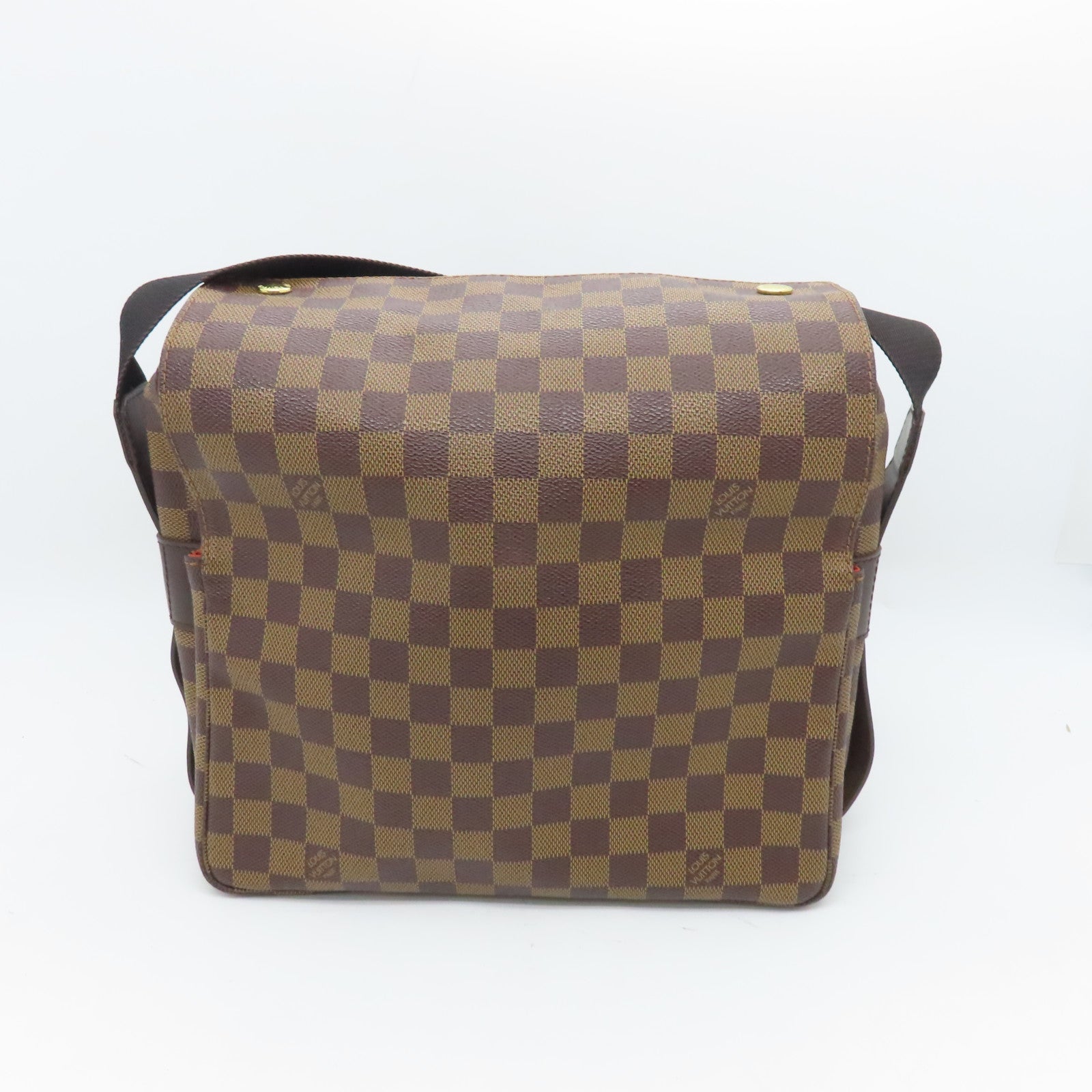 LOUIS VUITTON Damier Naviglio Gold Buckle Shoulder Bag Brown