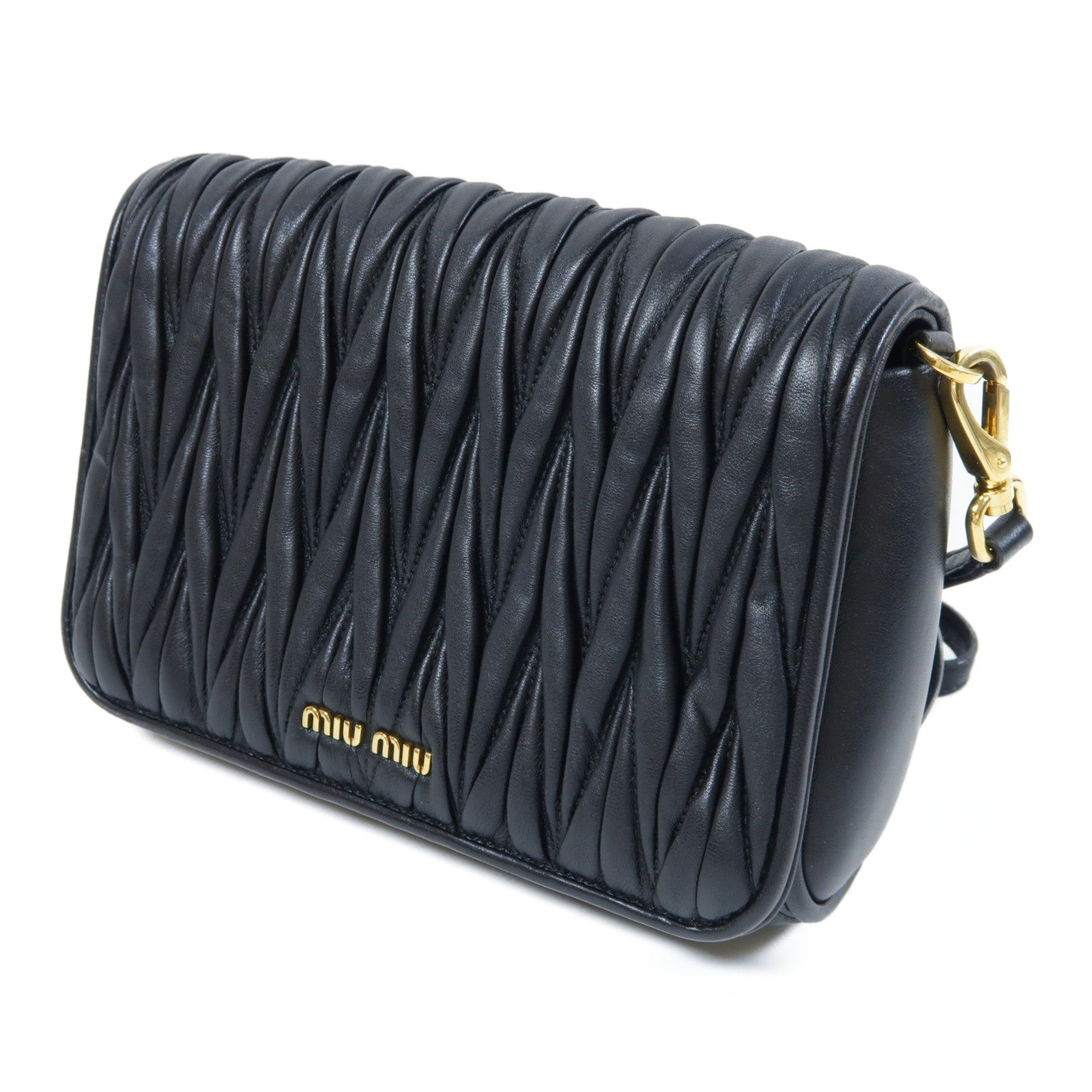 Miu Miu 羊皮皮革Shoulder Bag金扣肩背袋黑色