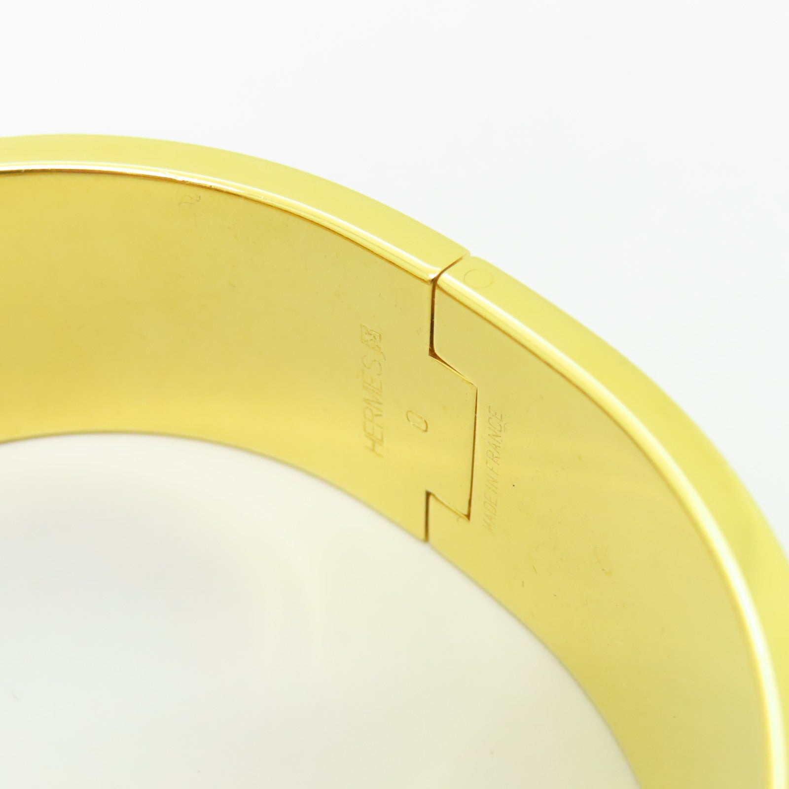 HERMES 金屬/陶瓷Clic-Clac H Bracelet金扣手鐲金色/橙色
