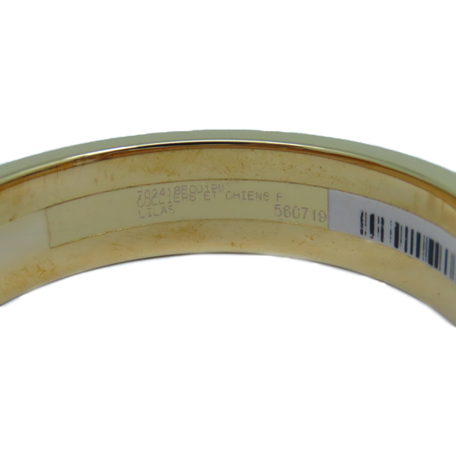HERMES 金屬Le Plaque or Rose Bangle手鐲紫色/白色