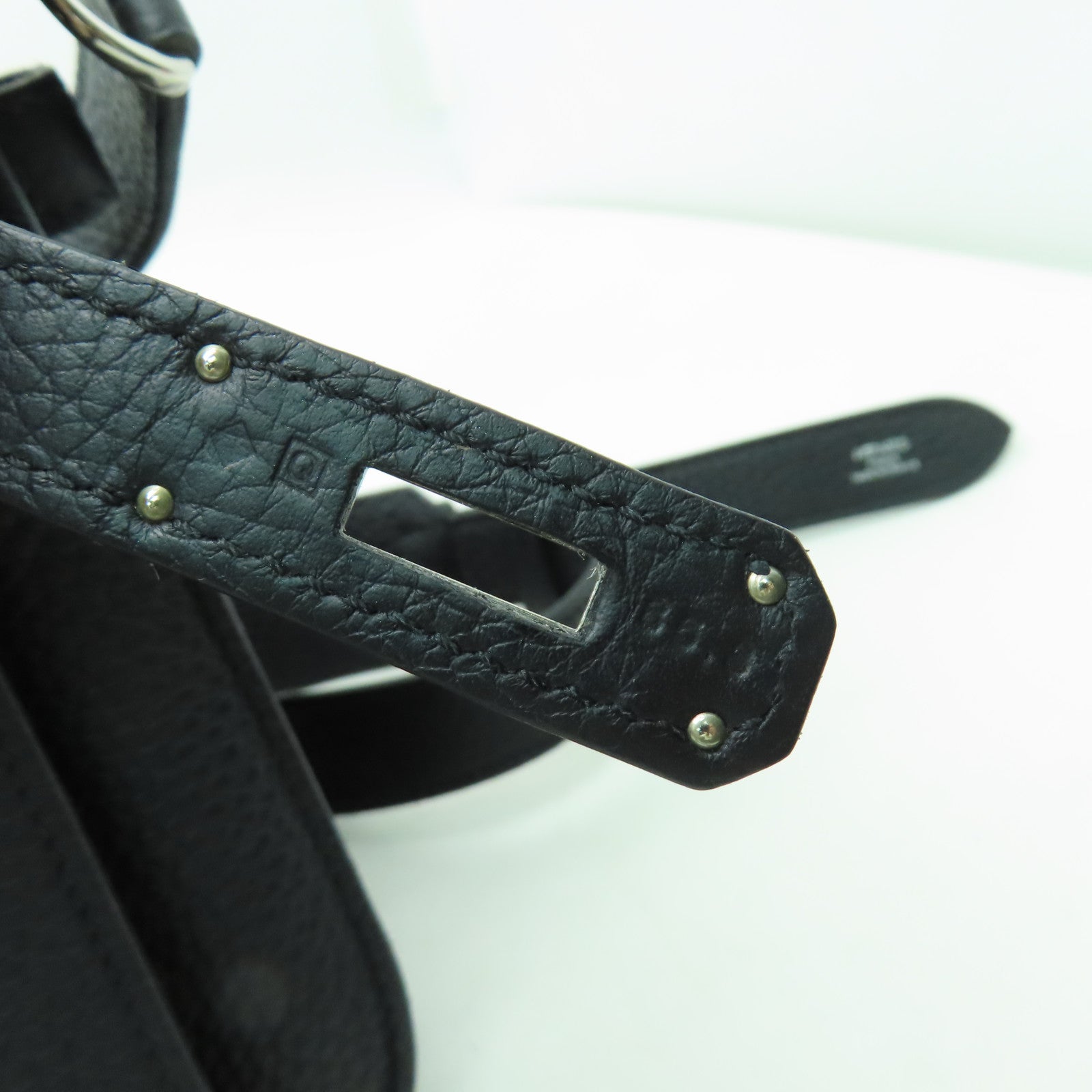HERMES Clemence皮革Jypsiere 28銀扣肩背袋黑色