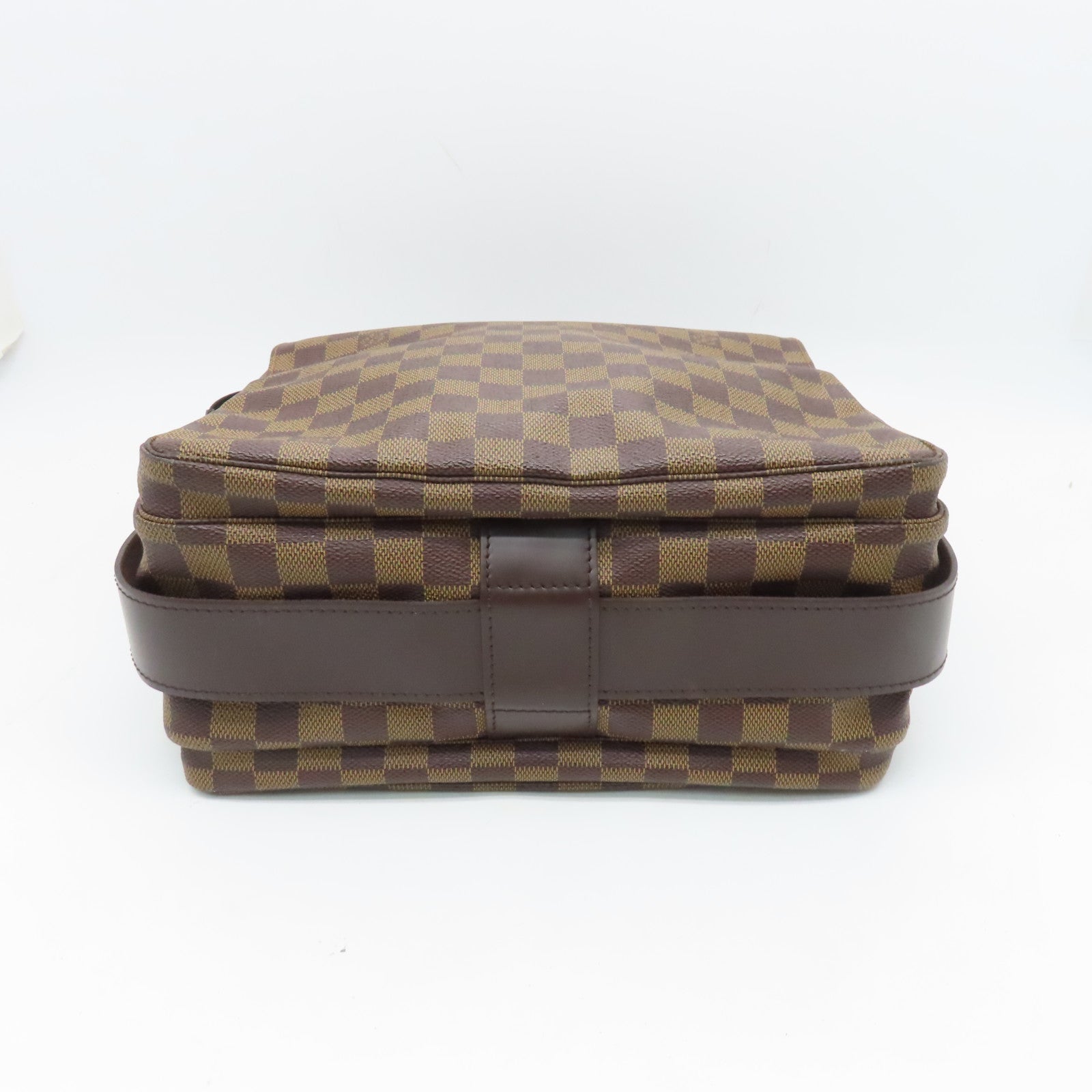 LOUIS VUITTON Damier Naviglio Gold Buckle Shoulder Bag Brown