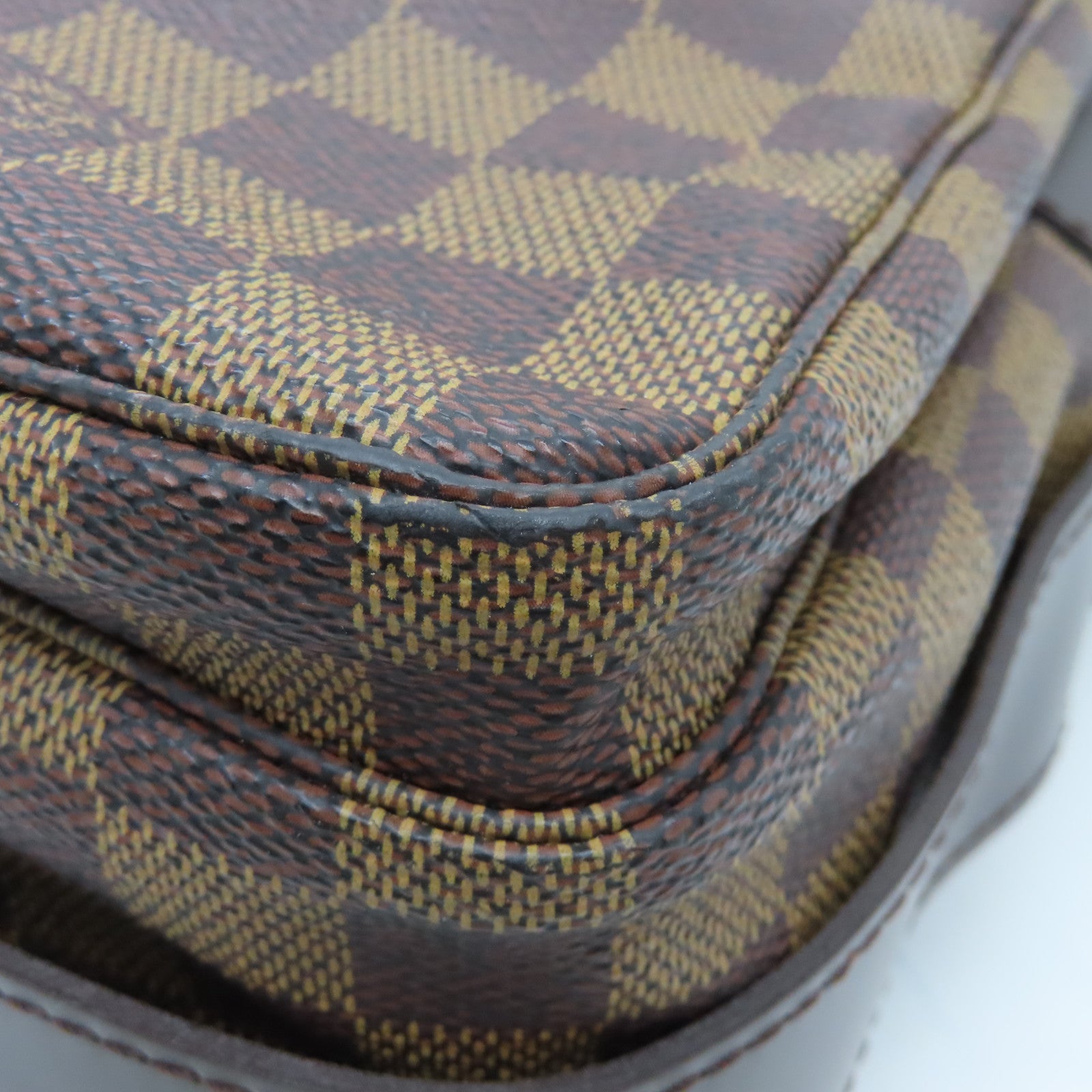 LOUIS VUITTON Damier Naviglio Gold Buckle Shoulder Bag Brown