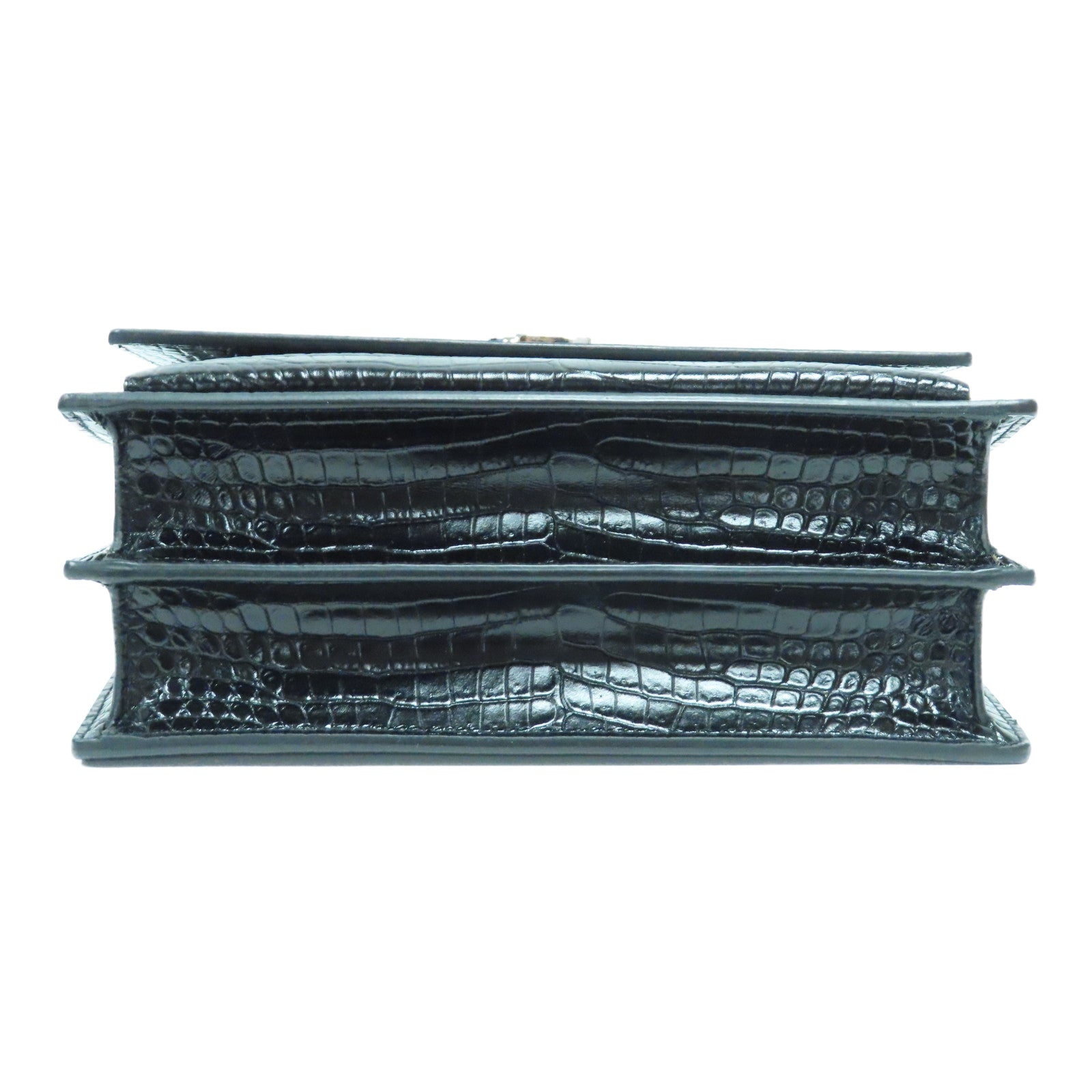 SAINT LAURENT 牛皮皮革Chain Shoulder Bag銀扣鏈帶肩背袋黑色