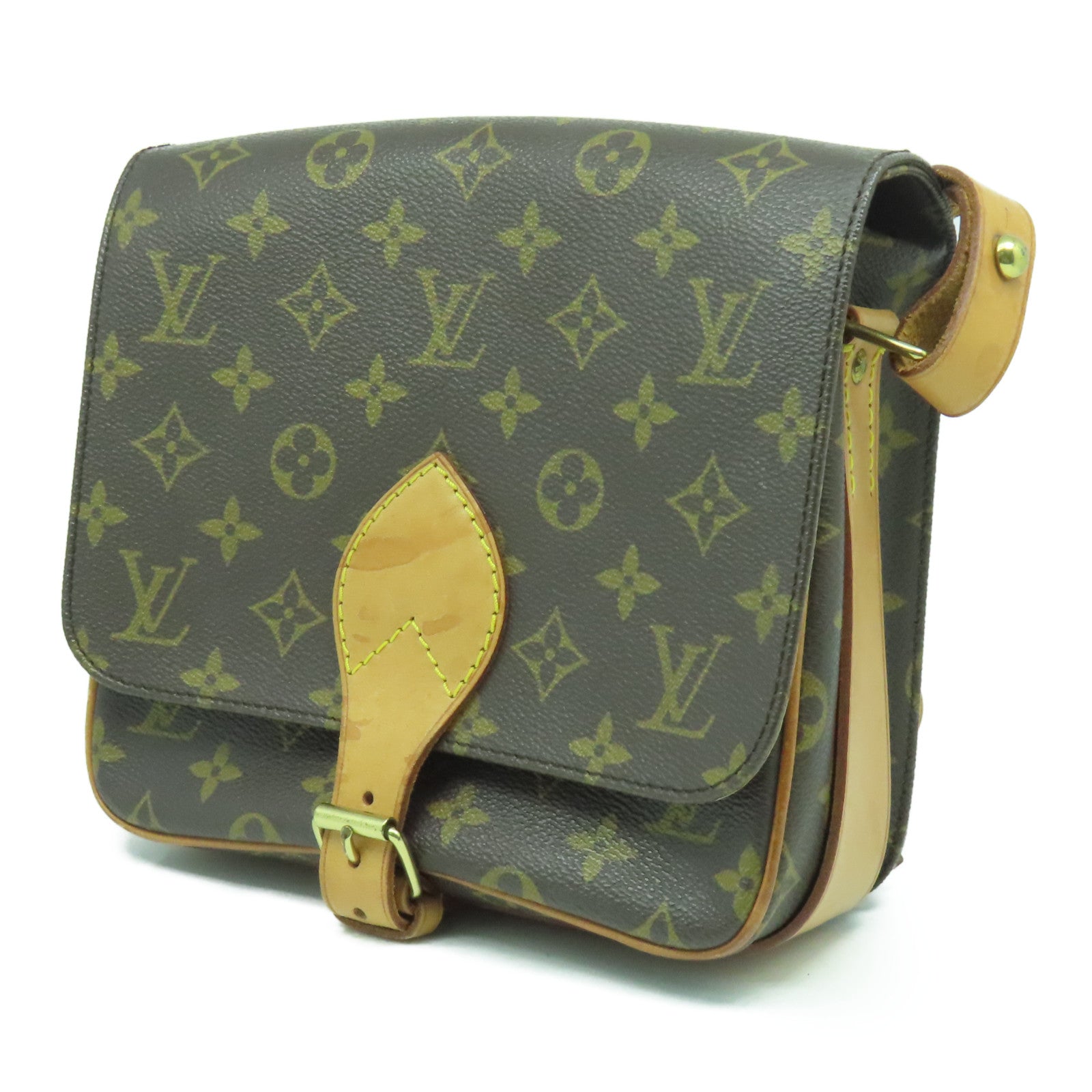 LOUIS VUITTON 【激減優惠】Monogram Cartouchiere MM金扣肩背袋啡色