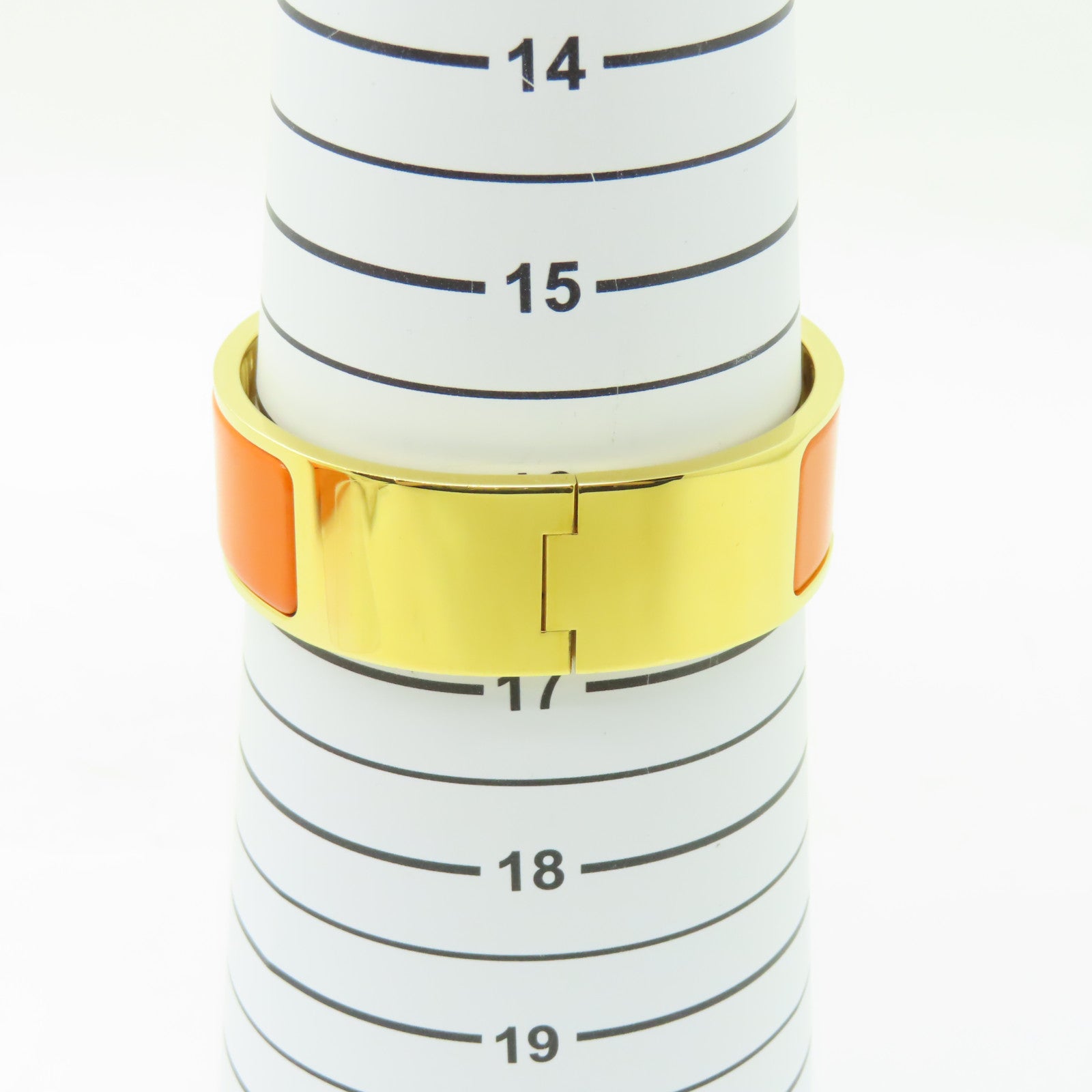 HERMES 金屬/陶瓷Clic-Clac H Bracelet金扣手鐲金色/橙色