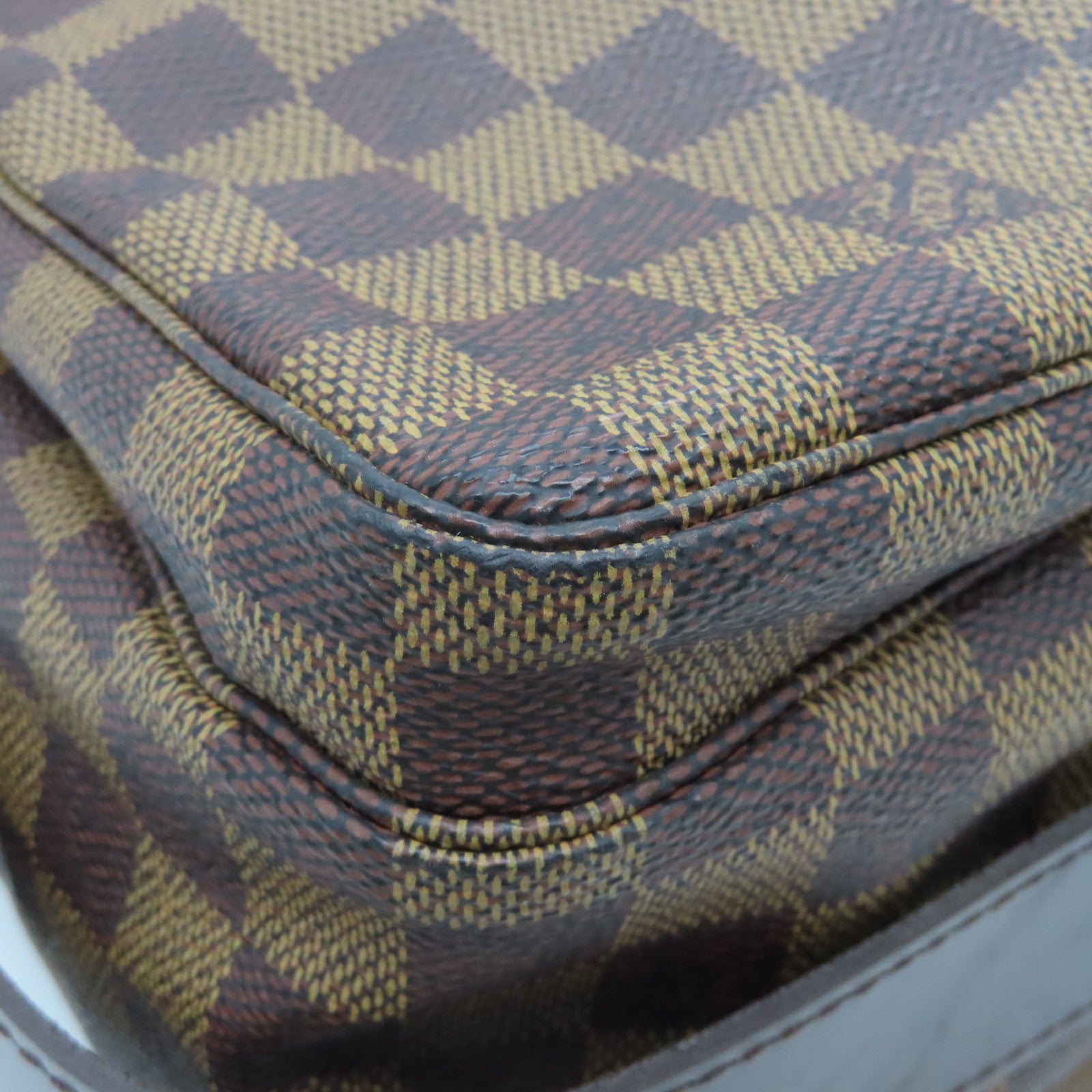 LOUIS VUITTON Damier Naviglio Gold Buckle Shoulder Bag Brown