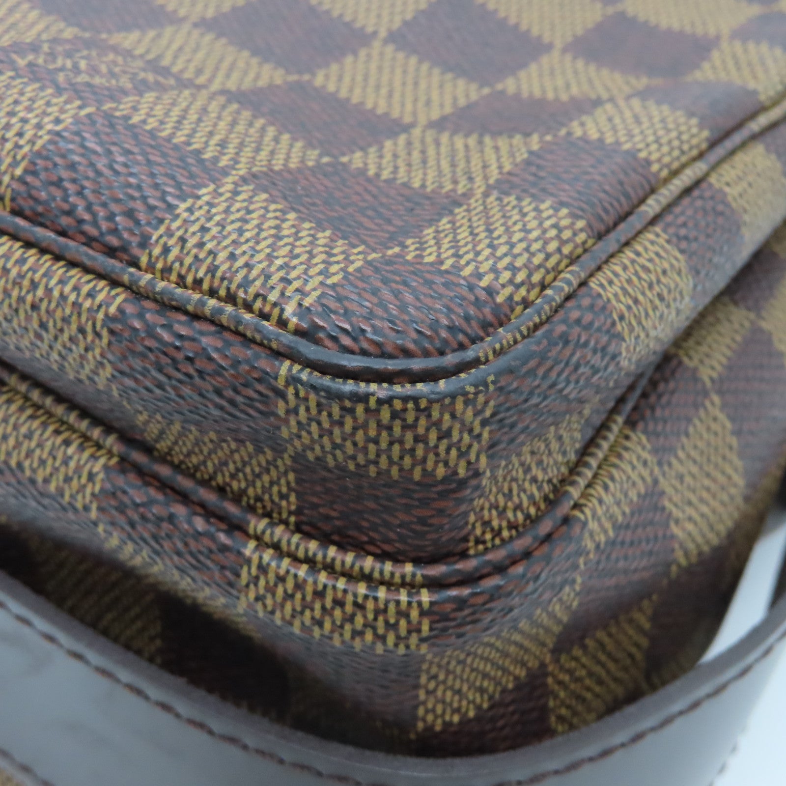LOUIS VUITTON Damier Naviglio Gold Buckle Shoulder Bag Brown