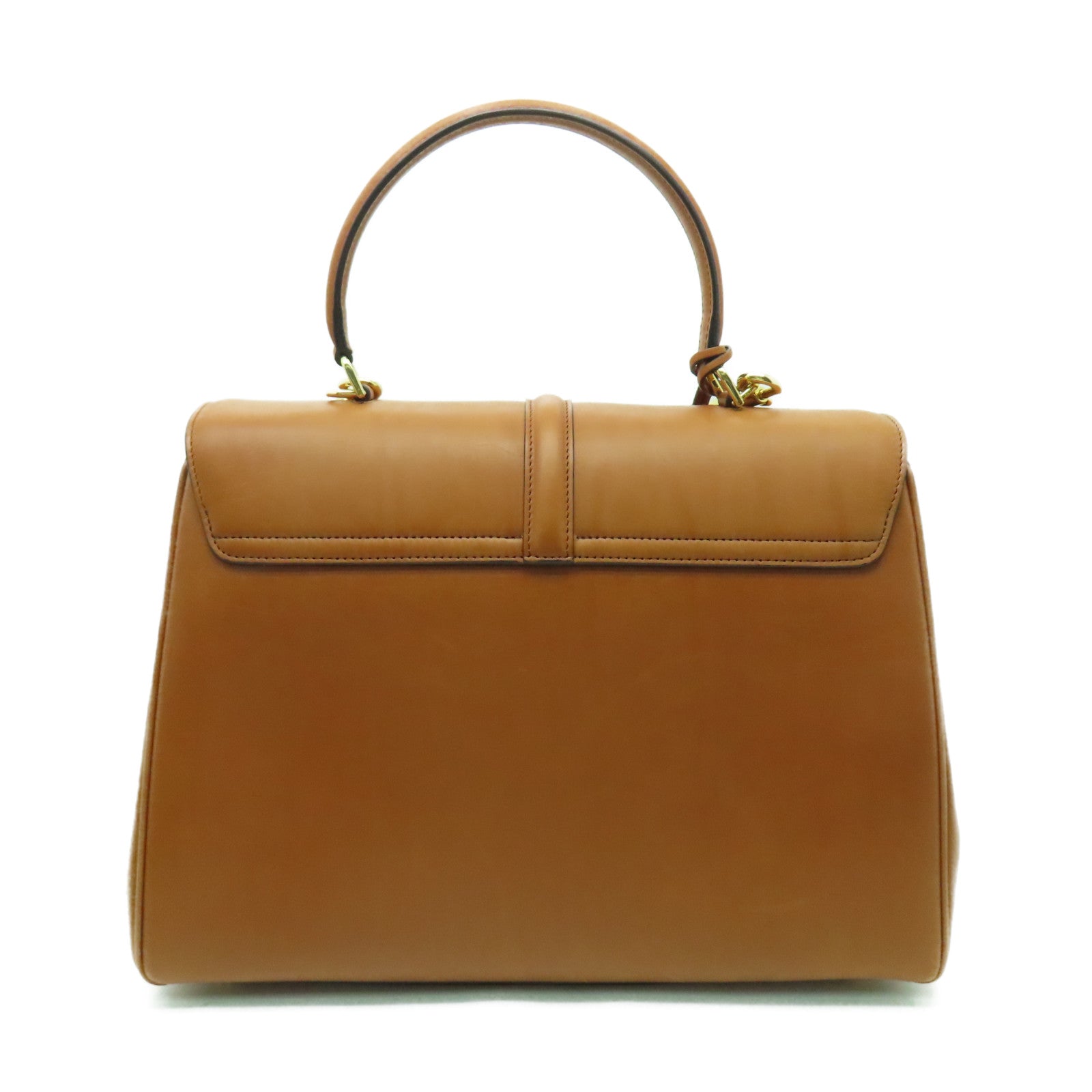 CELINE 牛皮皮革Classique 16金扣手挽肩背兩用袋啡色