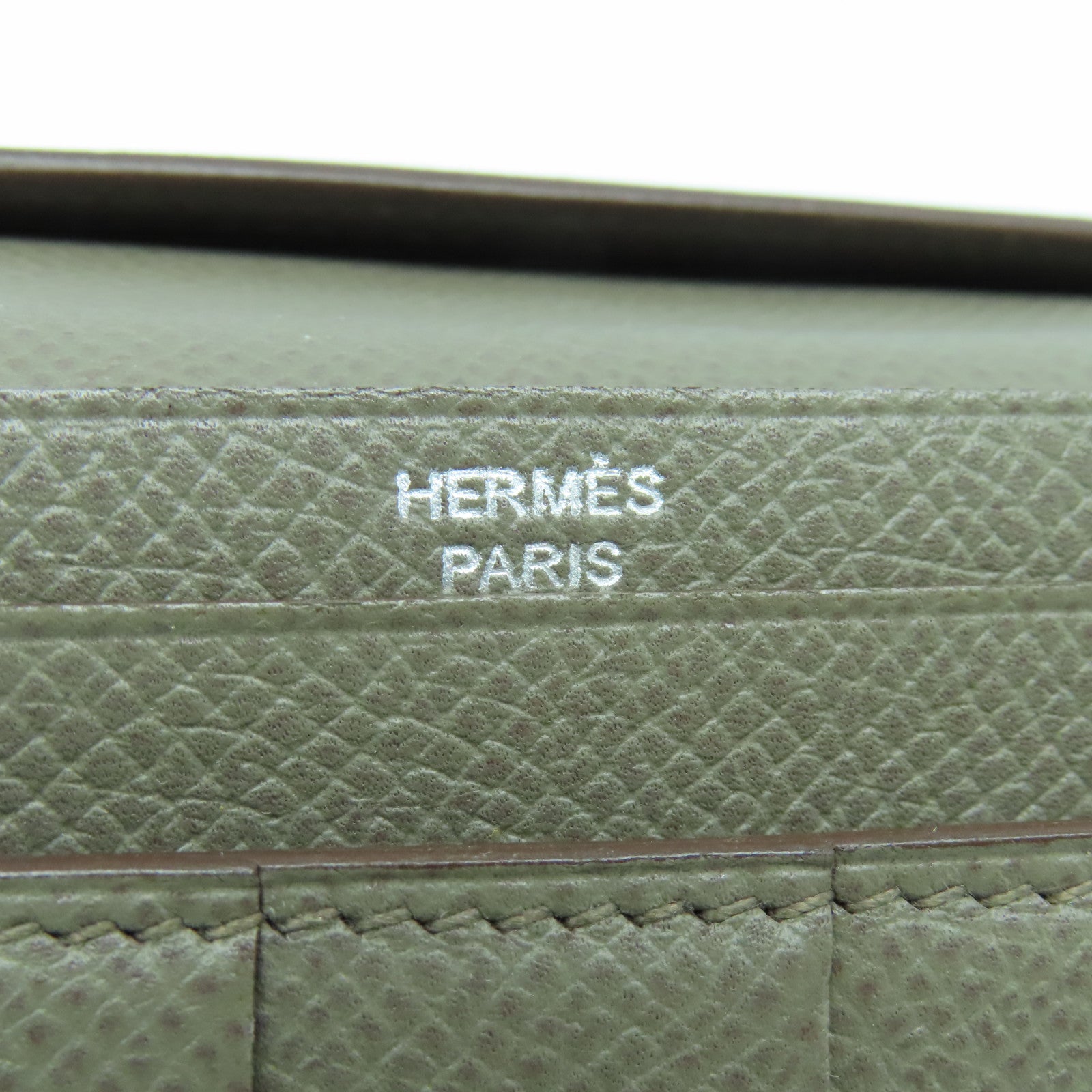 HERMES Epsom皮革Bearn W Snap銀扣長錢包Etain杏色
