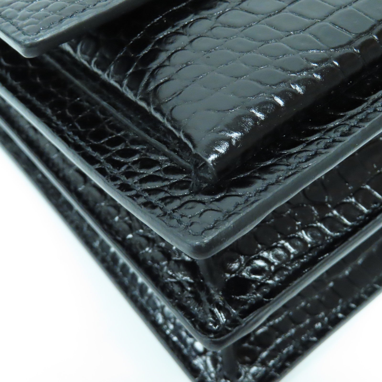 SAINT LAURENT 牛皮皮革Chain Shoulder Bag銀扣鏈帶肩背袋黑色