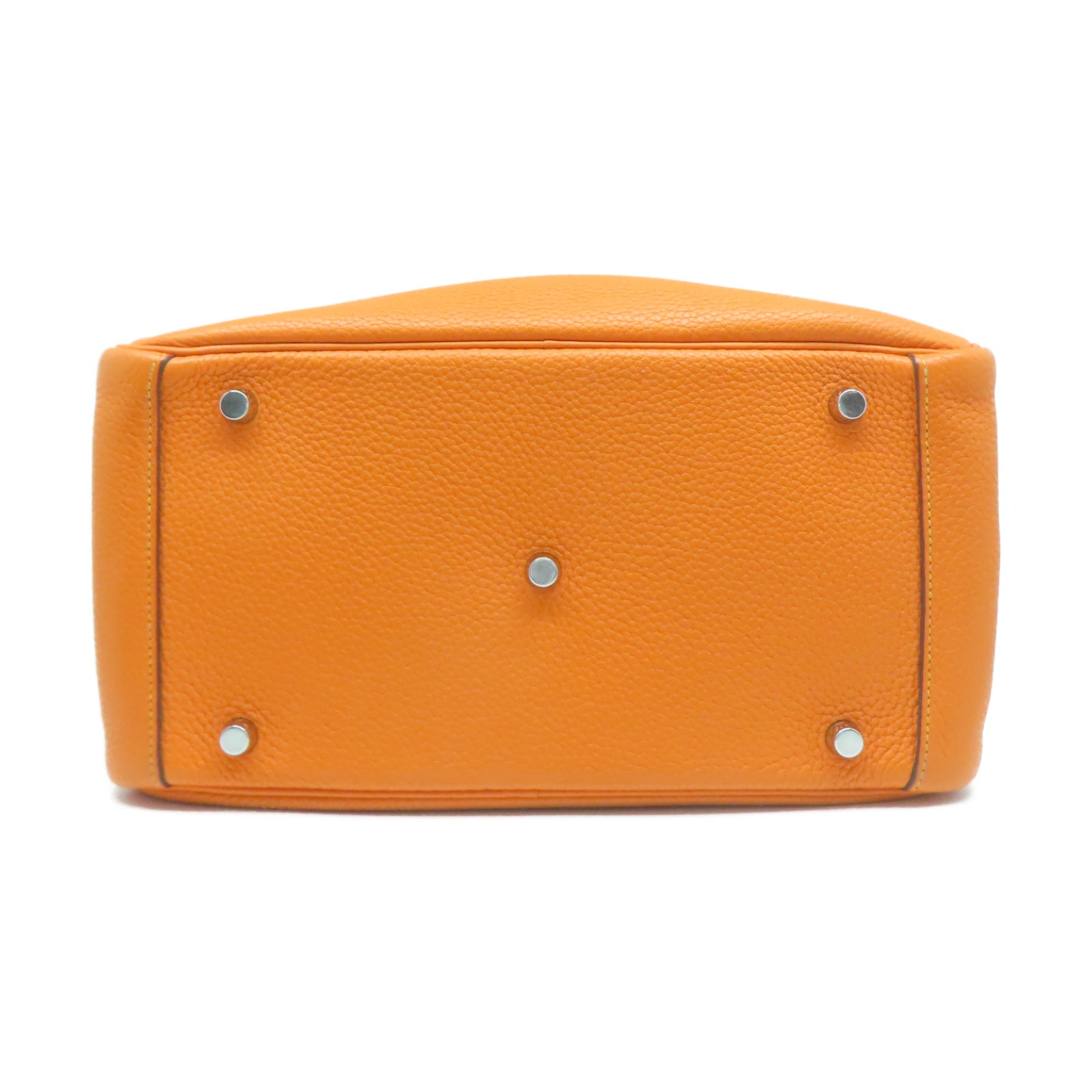 HERMES Clemence皮革Lindy 30銀扣手挽肩背兩用袋Orange橙色