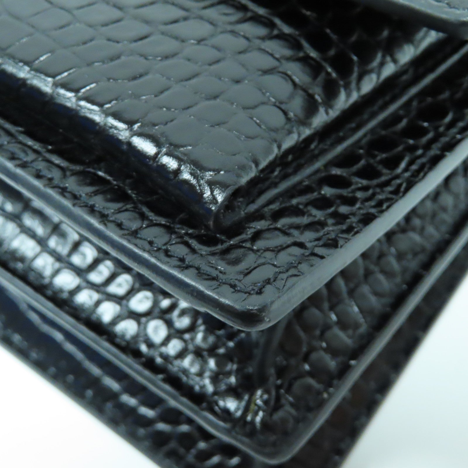 SAINT LAURENT 牛皮皮革Chain Shoulder Bag銀扣鏈帶肩背袋黑色