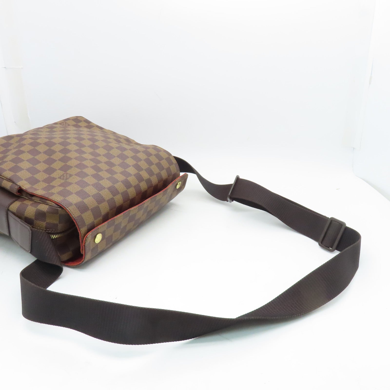 LOUIS VUITTON Damier Naviglio Gold Buckle Shoulder Bag Brown