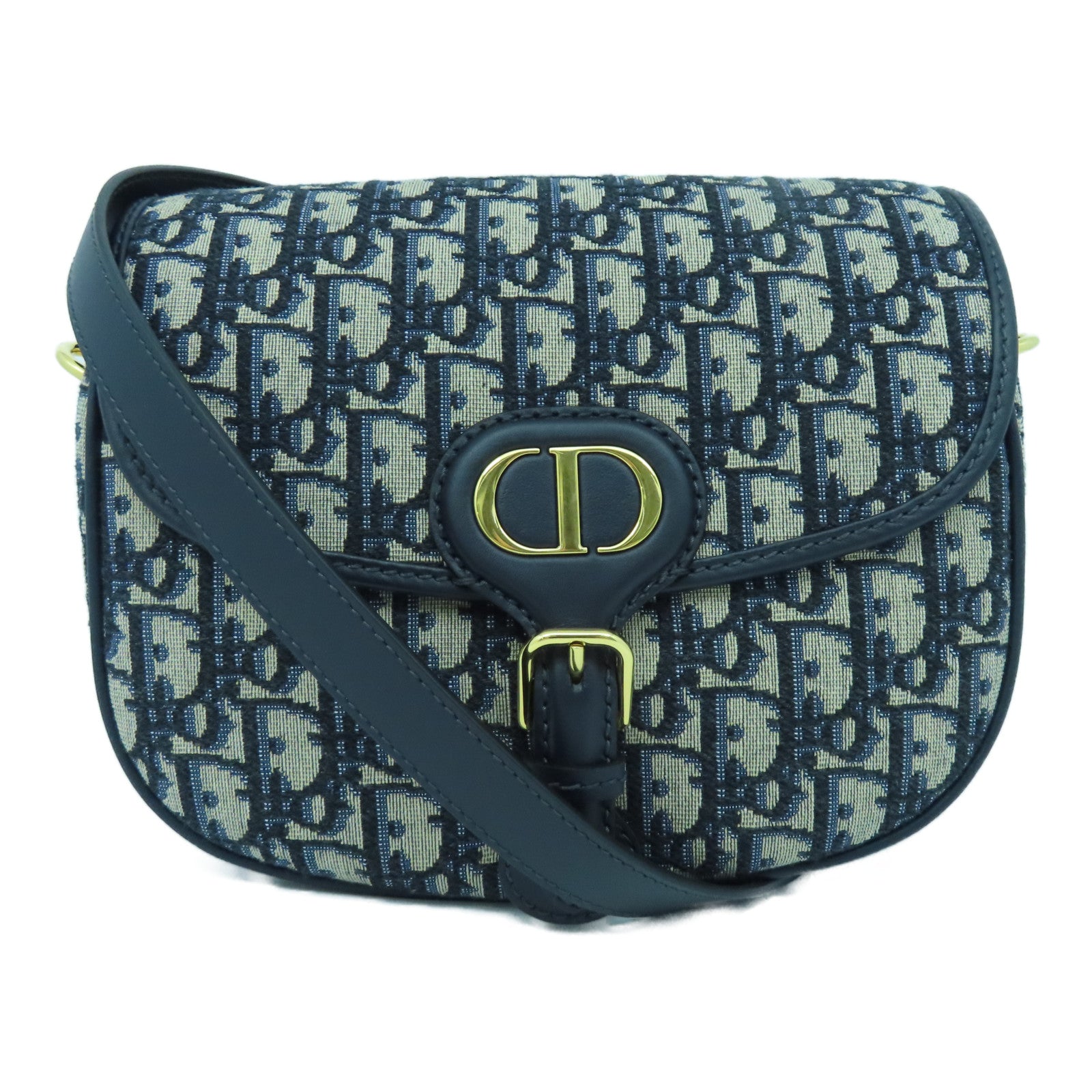 Dior 帆布Shoulder Bag金扣肩背袋黑色/米色/藍色