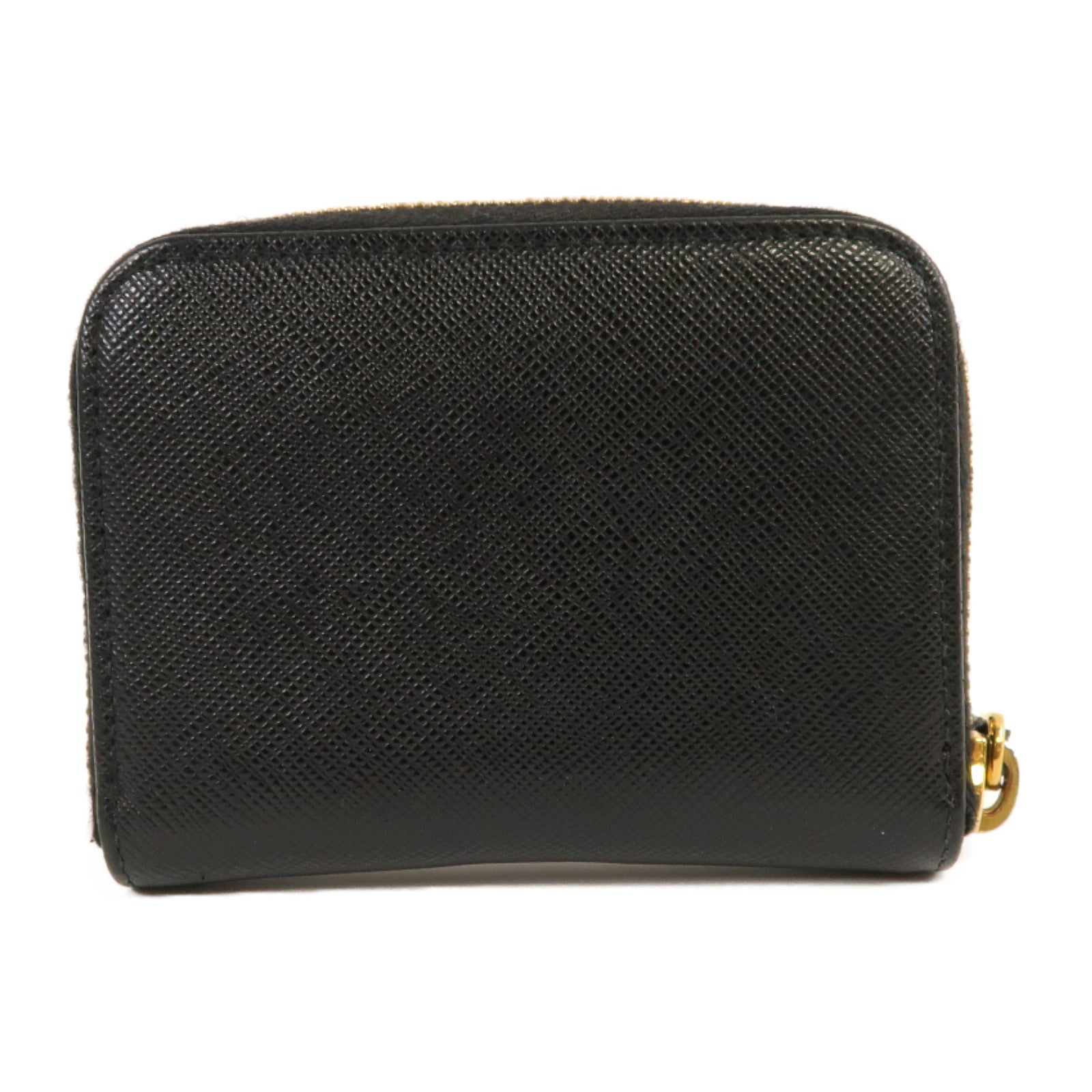 PRADA Saffiano皮革Card Case/Coin Case金扣卡片套/零錢包黑色