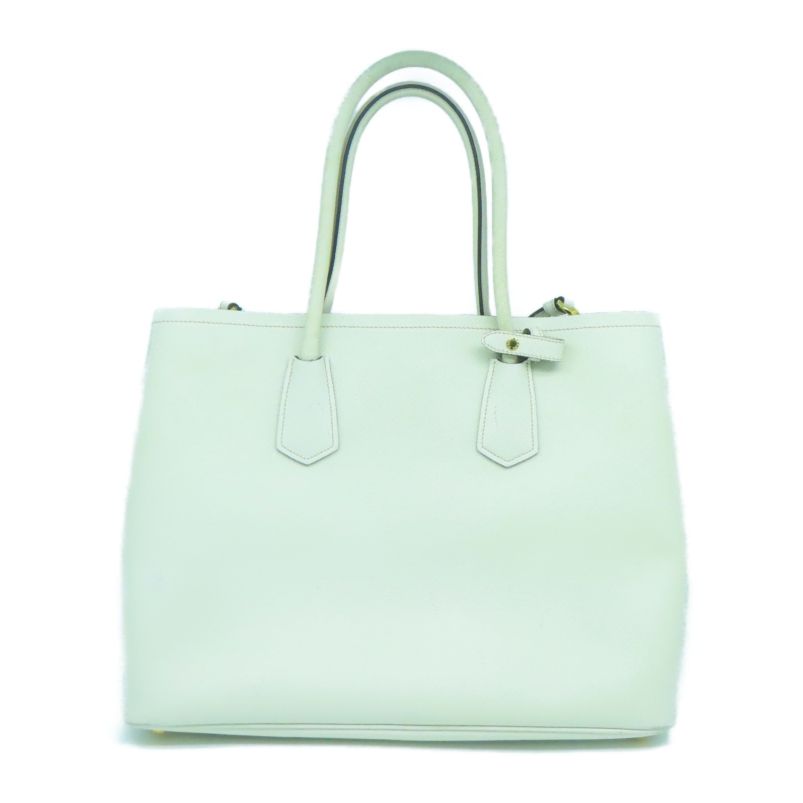 PRADA 牛皮皮革2 Way Shoulder金扣手挽肩背兩用袋白色