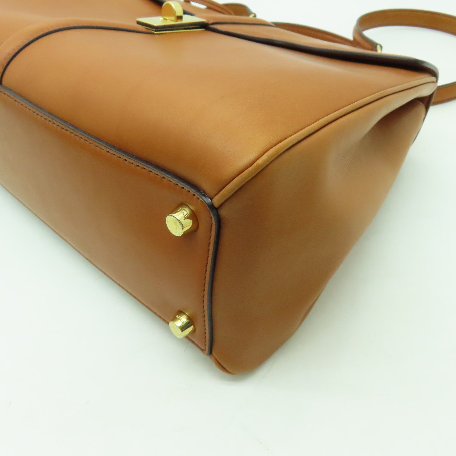 CELINE 牛皮皮革Classique 16金扣手挽肩背兩用袋啡色