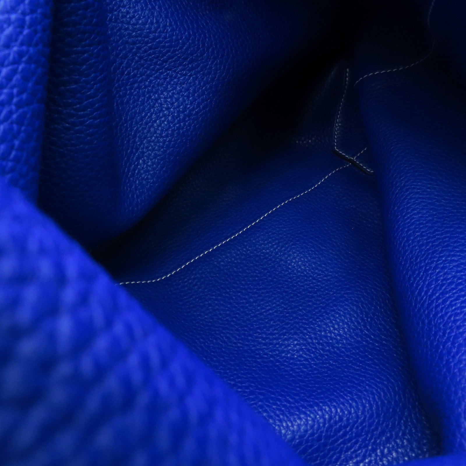 HERMES Clemence皮革Double Sens 45手挽袋Parchemin米色/Bleu Electrique蓝色