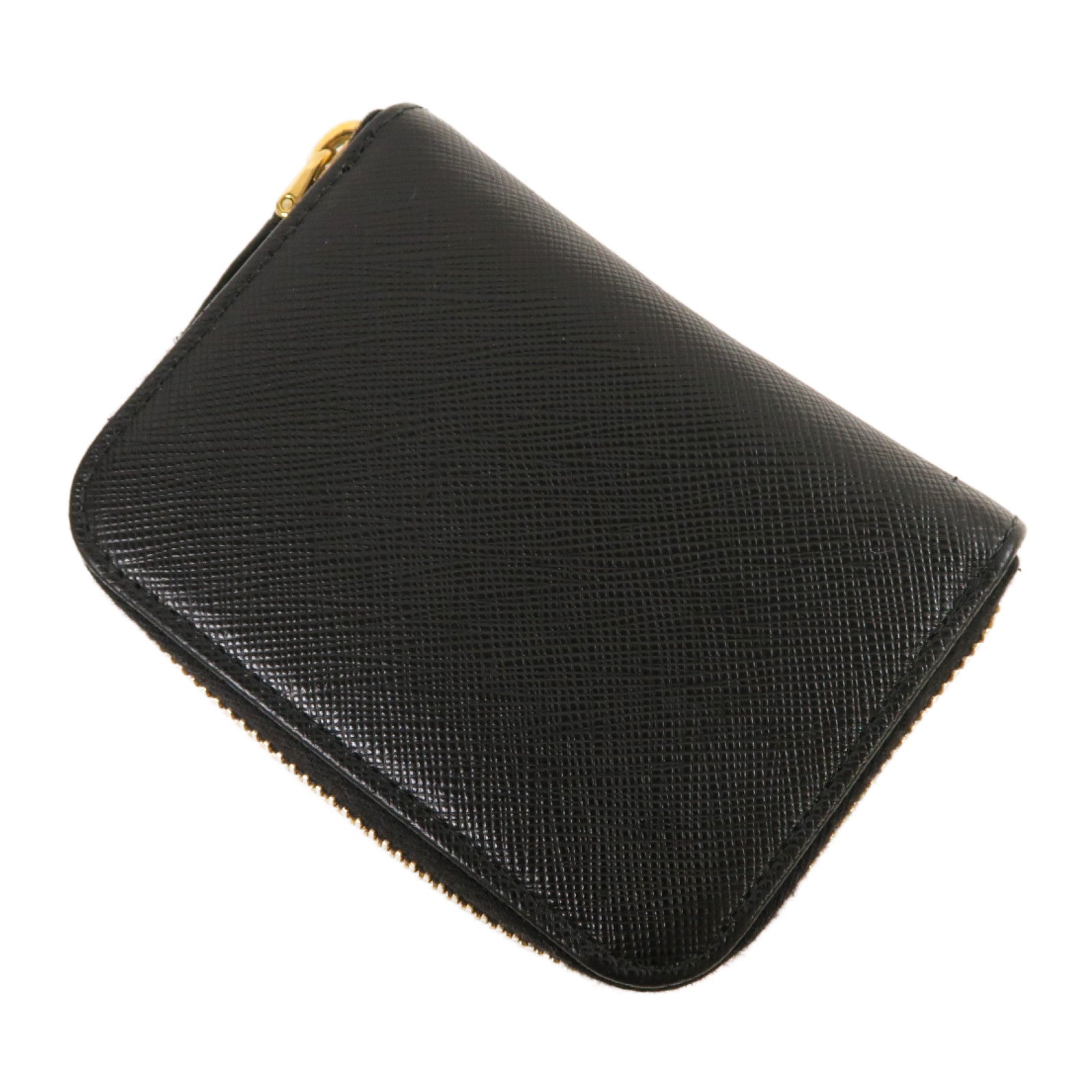 PRADA Saffiano皮革Card Case/Coin Case金扣卡片套/零錢包黑色