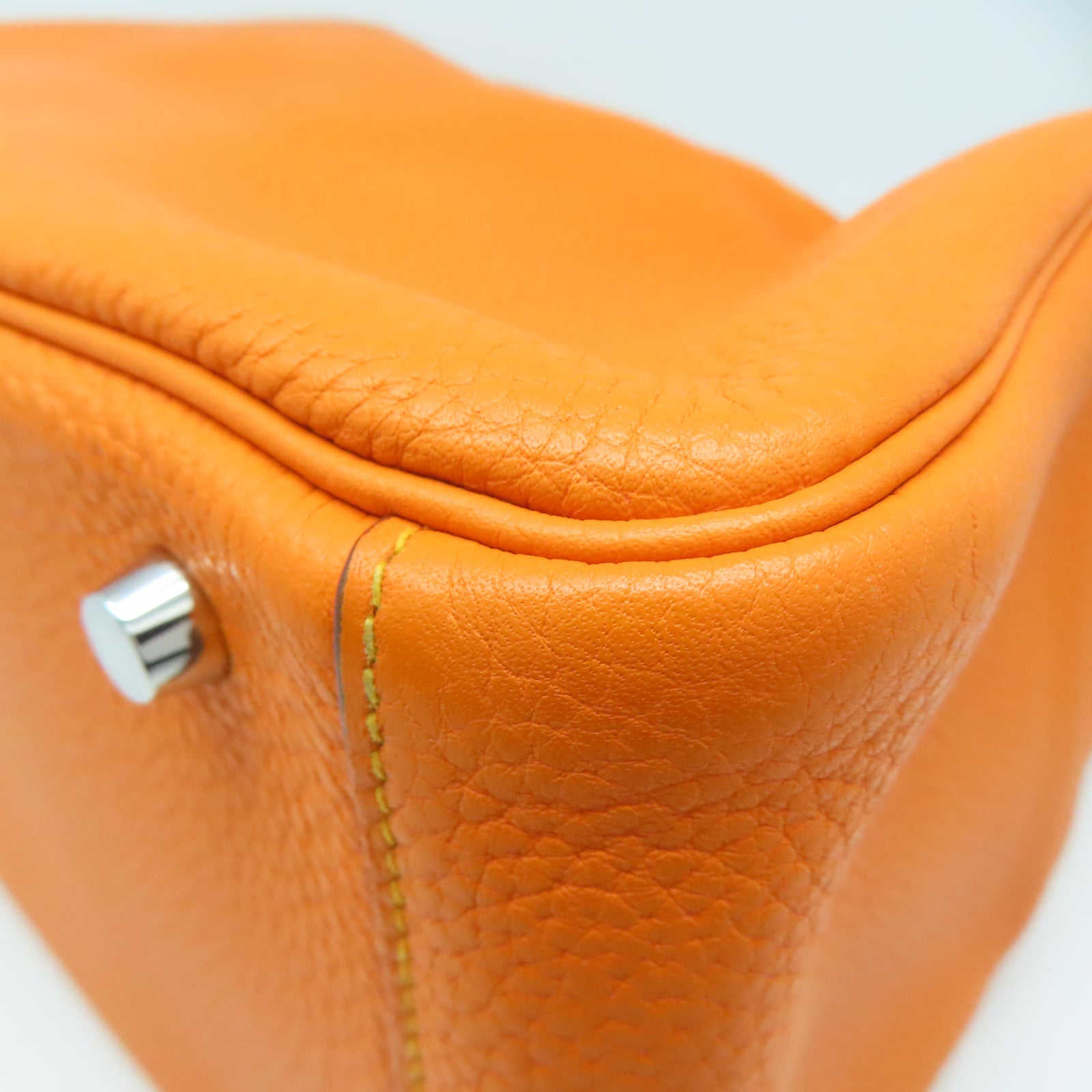 HERMES Clemence皮革Lindy 30銀扣手挽肩背兩用袋Orange橙色