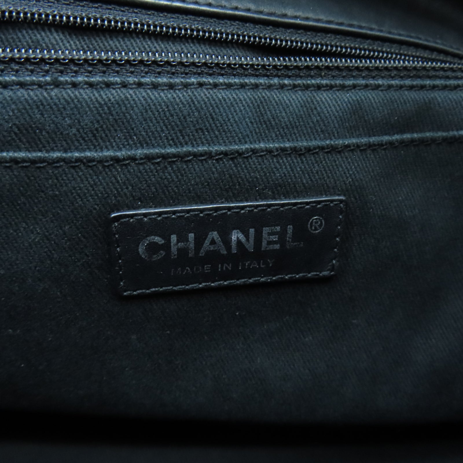 CHANEL 菱格羊皮皮革Chain Shoulder銀扣鏈帶肩背袋黑色