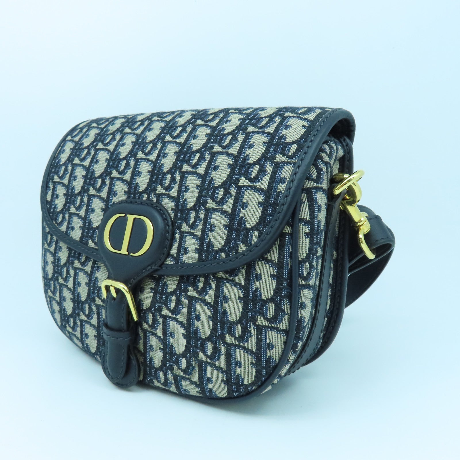 Dior 帆布Shoulder Bag金扣肩背袋黑色/米色/藍色