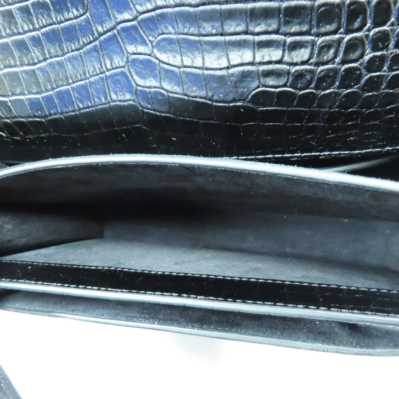 SAINT LAURENT 牛皮皮革Chain Shoulder Bag銀扣鏈帶肩背袋黑色