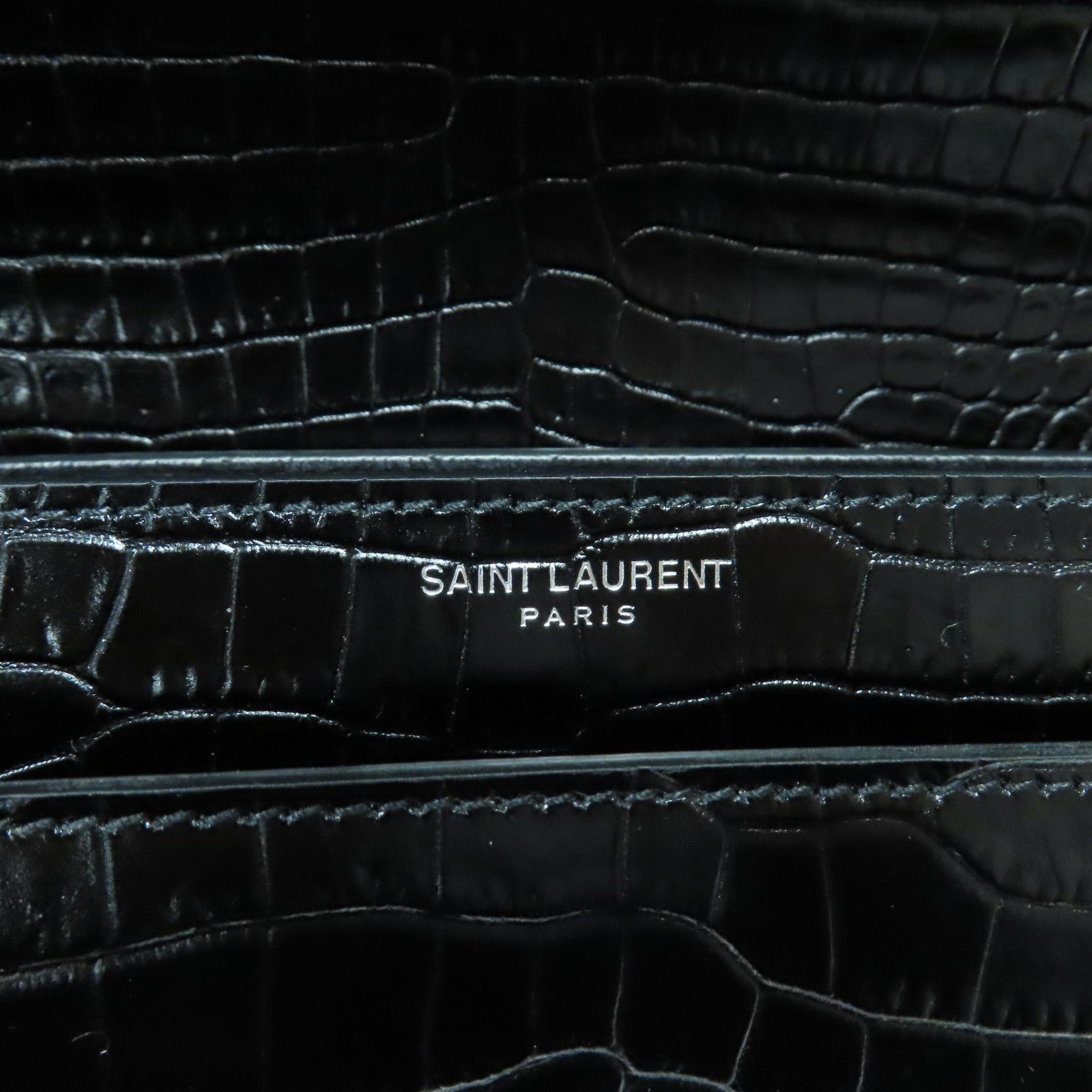 SAINT LAURENT 牛皮皮革Chain Shoulder Bag銀扣鏈帶肩背袋黑色