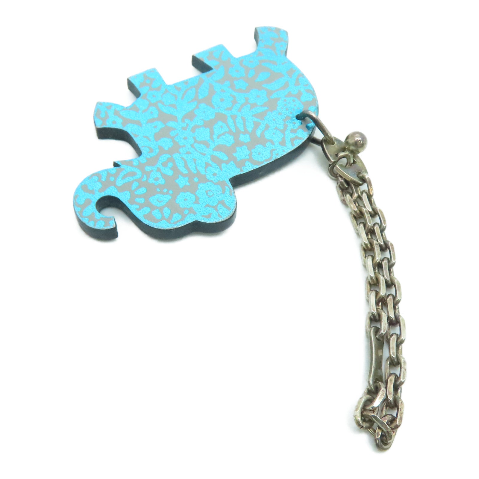 HERMES 皮革Elephant Key Charm银扣挂饰蓝色/灰色