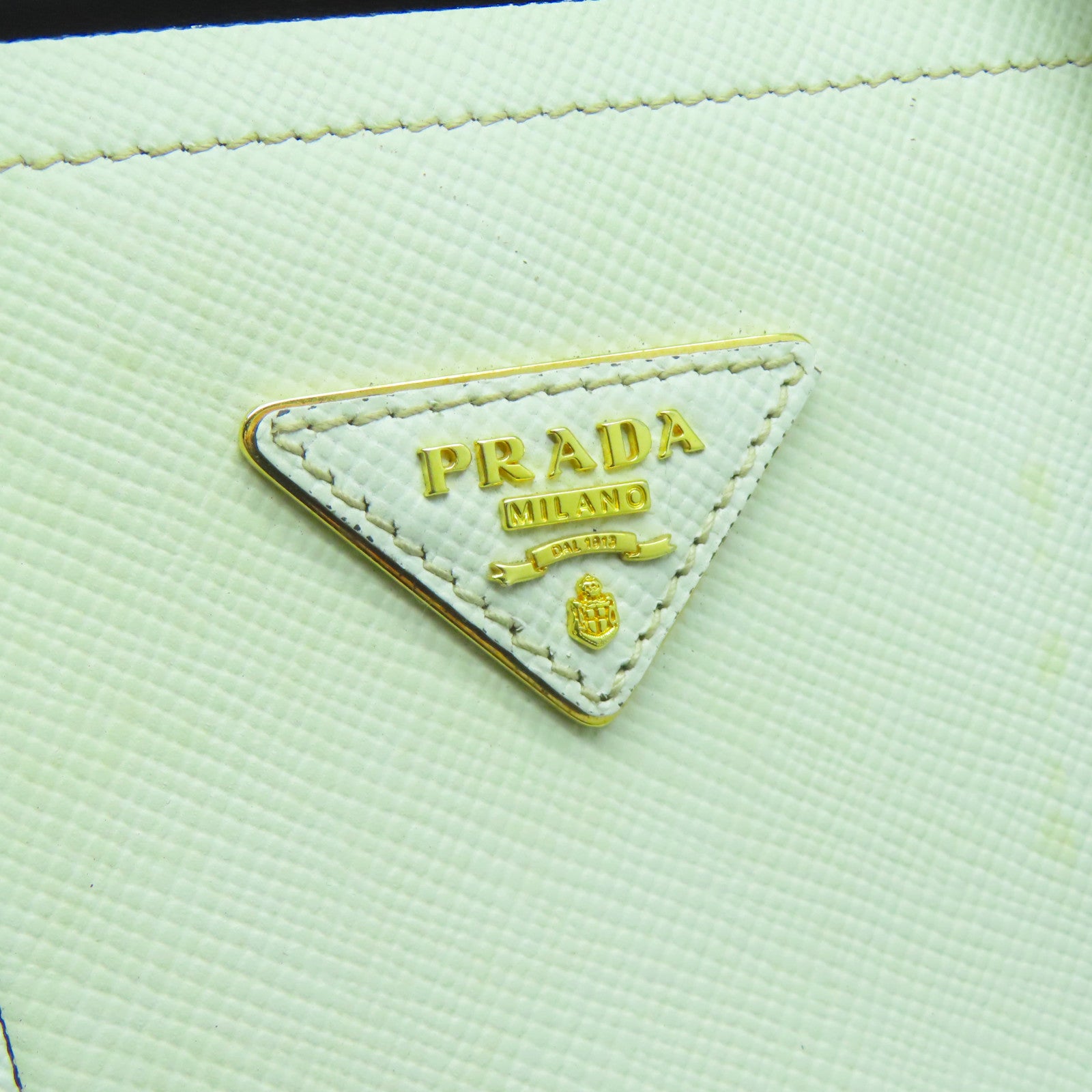 PRADA 牛皮皮革2 Way Shoulder金扣手挽肩背兩用袋白色