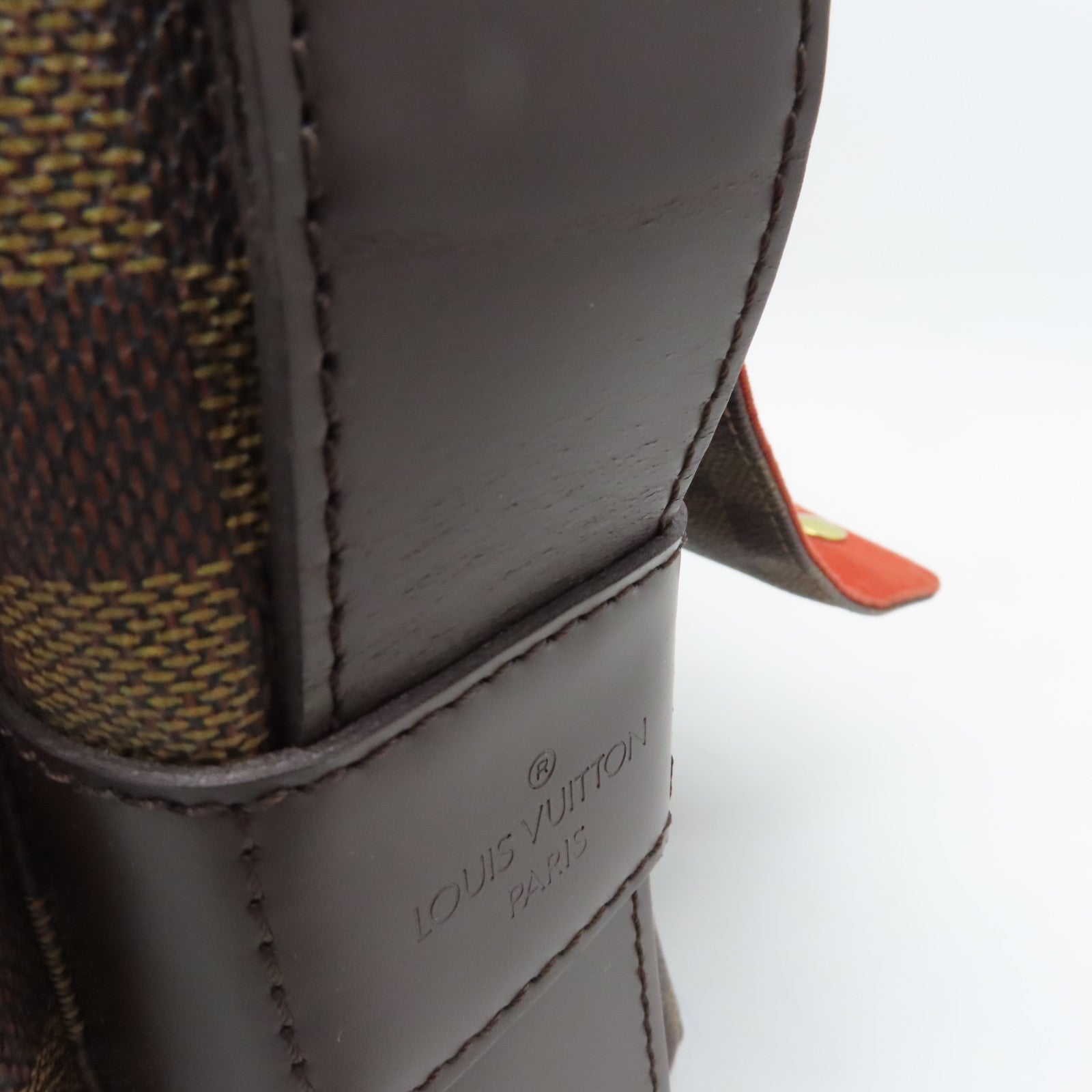 LOUIS VUITTON Damier Naviglio Gold Buckle Shoulder Bag Brown