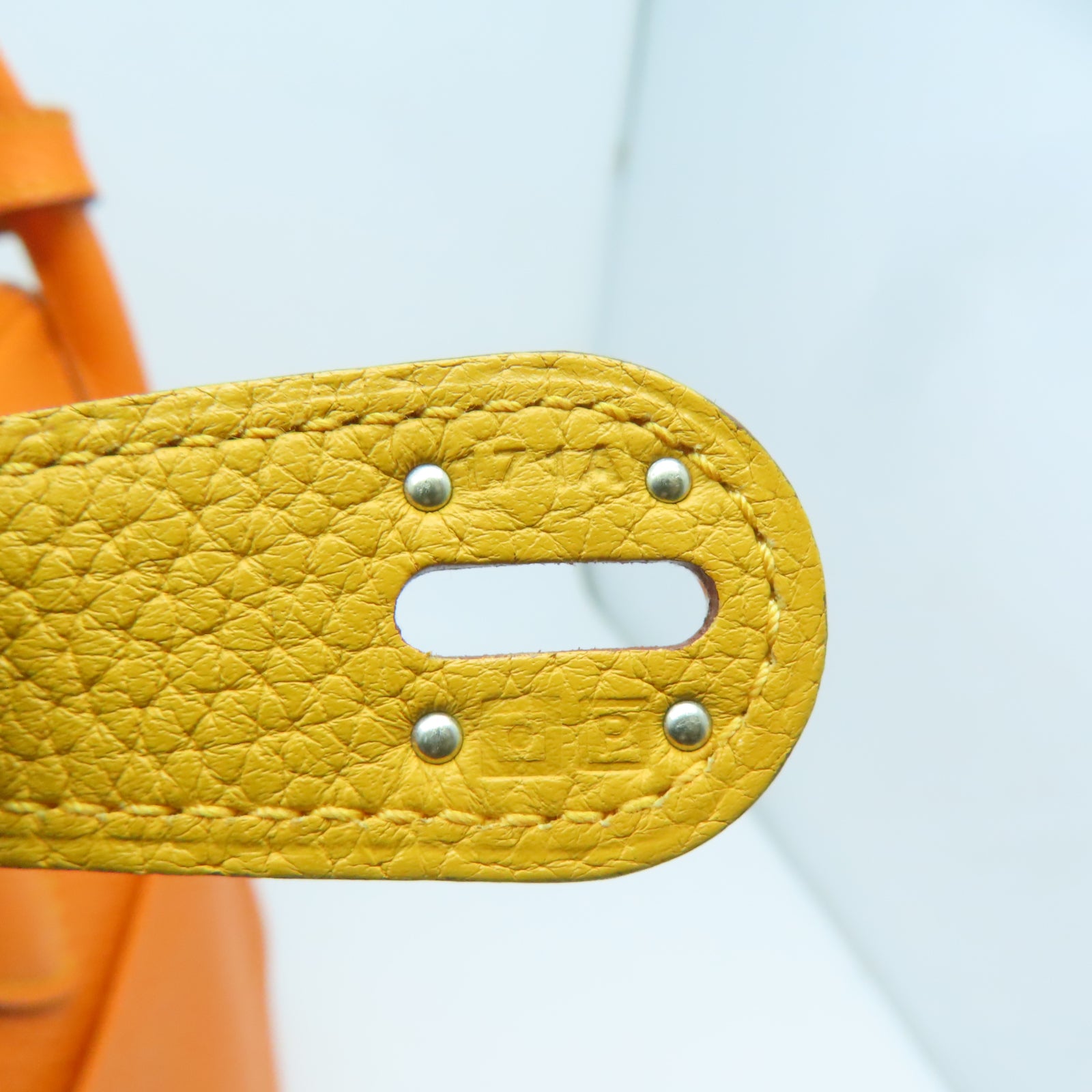 HERMES Clemence皮革Lindy 30銀扣手挽肩背兩用袋Orange橙色