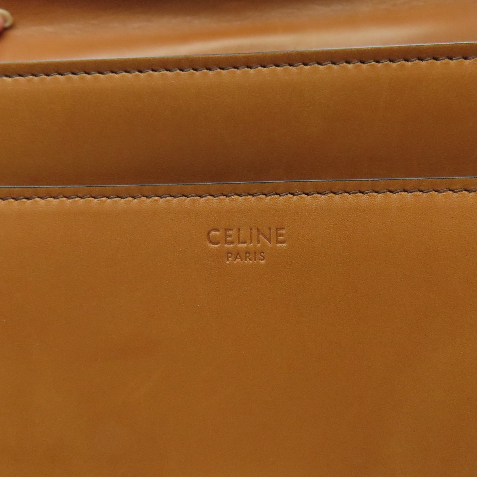 CELINE 牛皮皮革Classique 16金扣手挽肩背兩用袋啡色