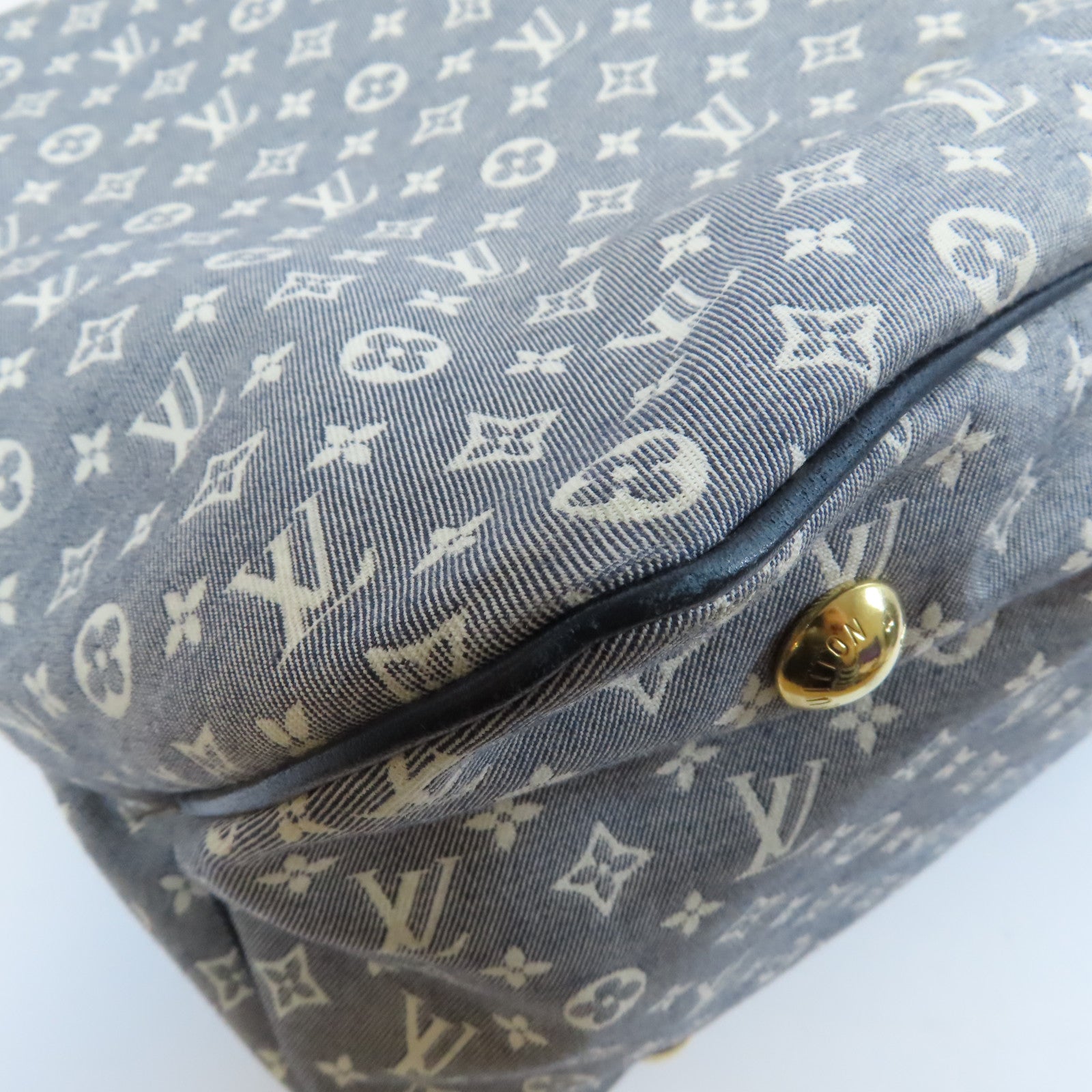 LOUIS VUITTON 帆布Balladr MM金扣肩背袋藍色/白色