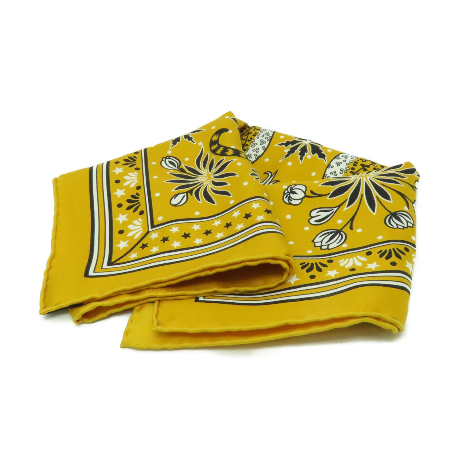 HERMES 【激減優惠】絲質Scarf圍巾黃色