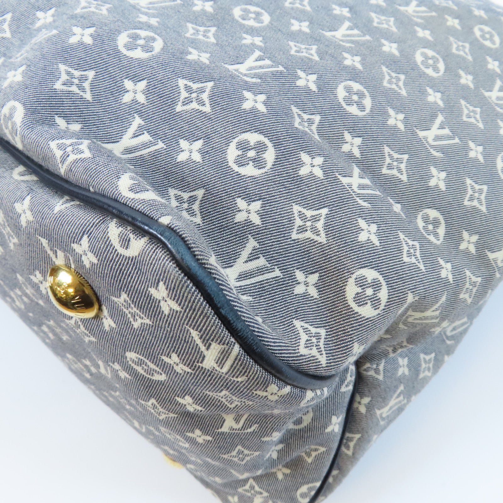 LOUIS VUITTON 帆布Balladr MM金扣肩背袋藍色/白色