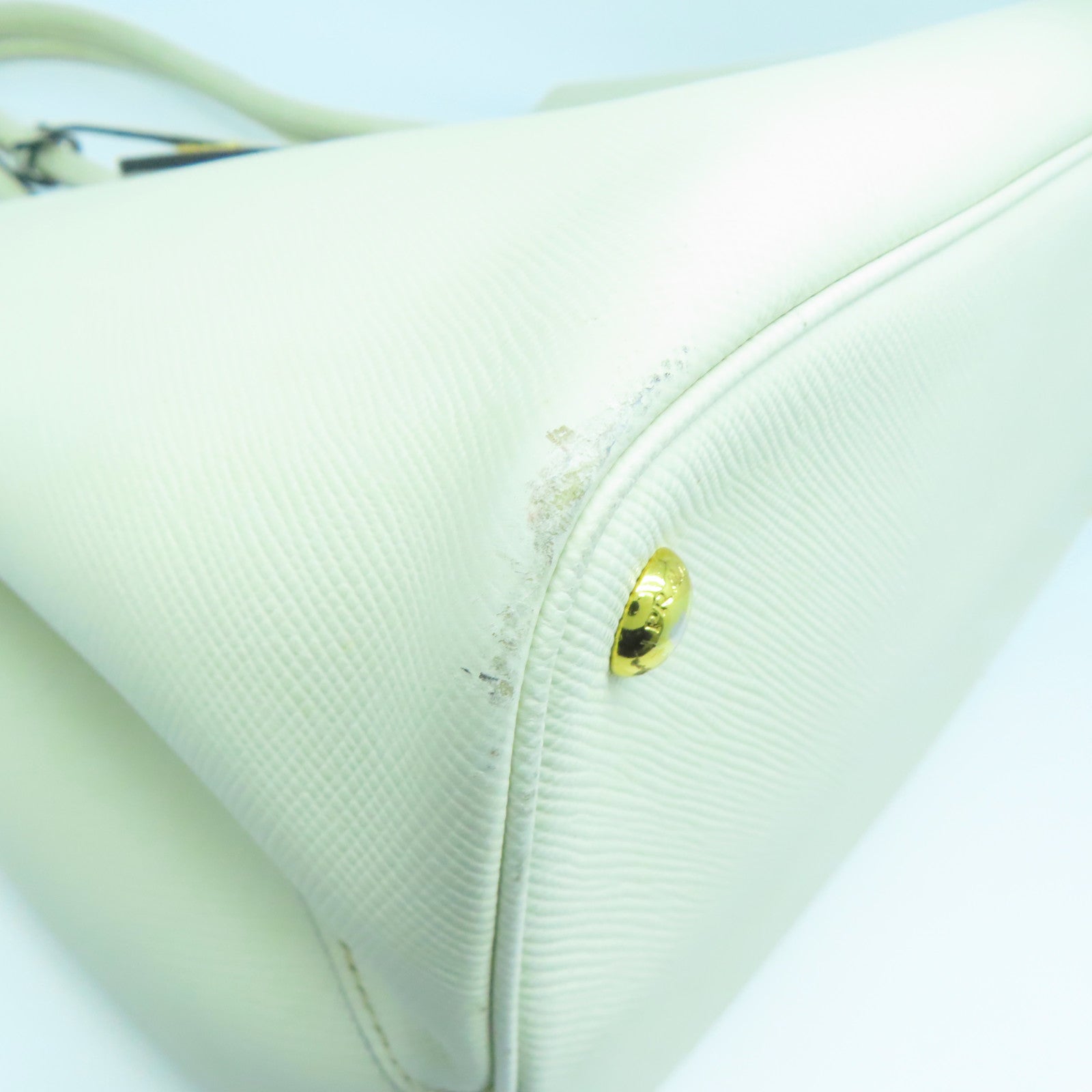 PRADA 牛皮皮革2 Way Shoulder金扣手挽肩背兩用袋白色
