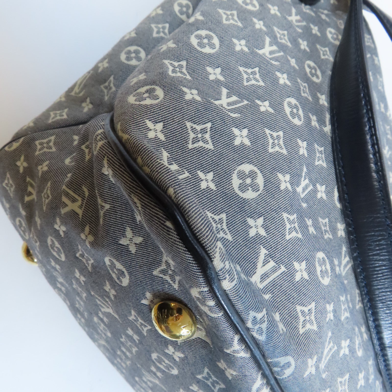 LOUIS VUITTON 帆布Balladr MM金扣肩背袋藍色/白色